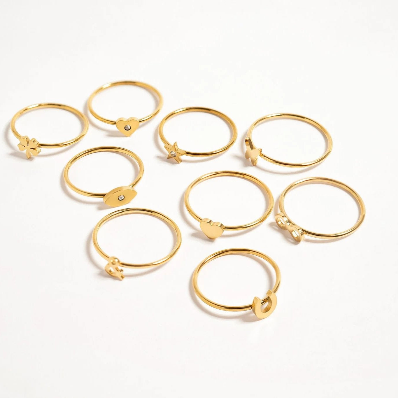 18K Gold PVD Stainless Steel CZ Stone Star Symbol Ring / ZRJ0003、mySite、dreamappss