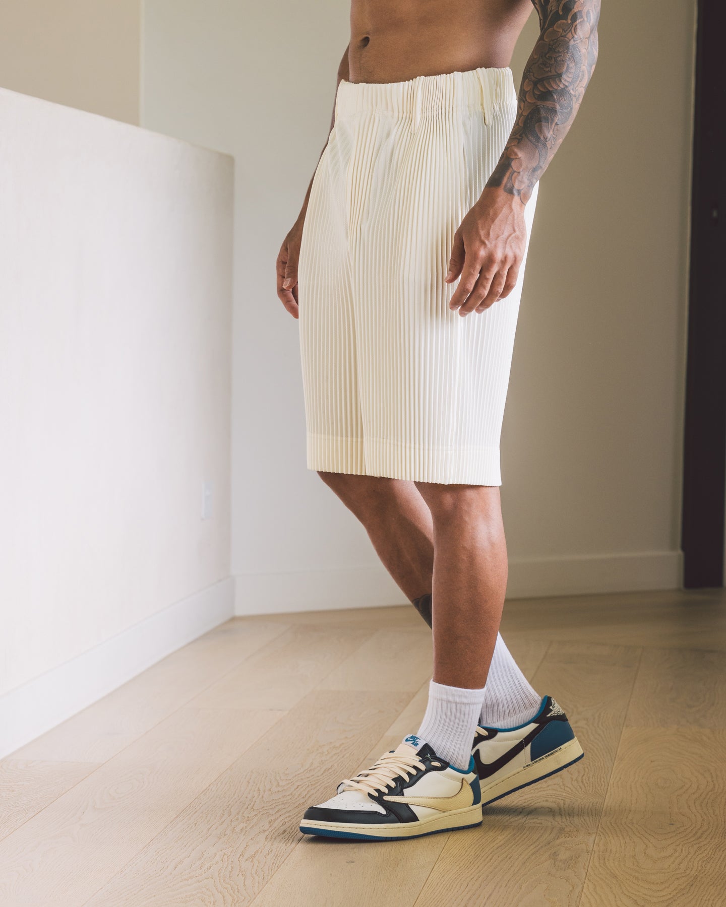 404 Harbour Plisse Shorts Ecru、mySite、zt4zffjzw