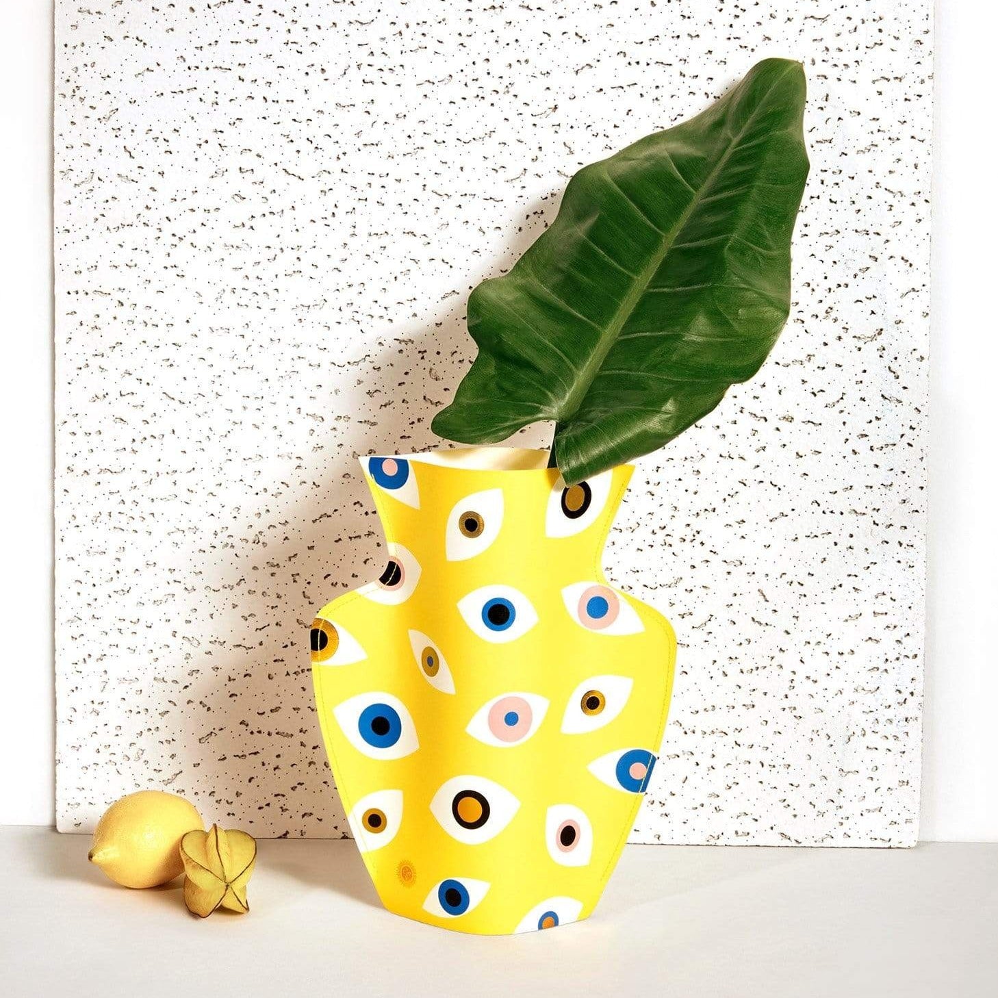 Yellow Paper Evil Eye Vase by Octaevo - Large or Mini、mySite、topwebapps