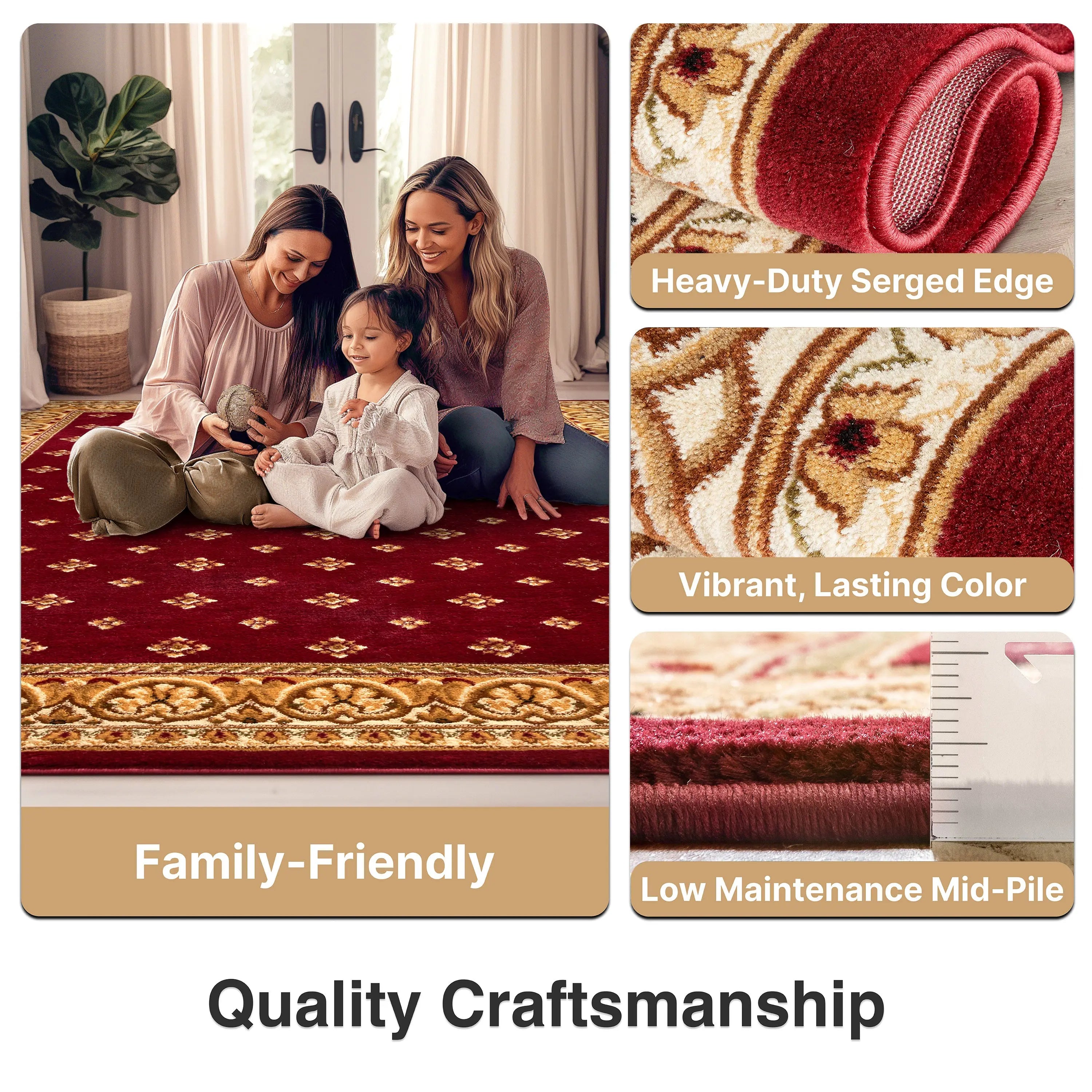 Hudson Terrace Red Traditional Rug、mySite、gigharbornorthrealestate