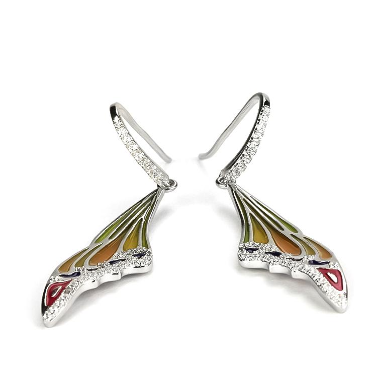 Sterling Silver Enamel Butterfly Necklace with Swarovski Crystal Top of the Line!、mySite、g9winljtr