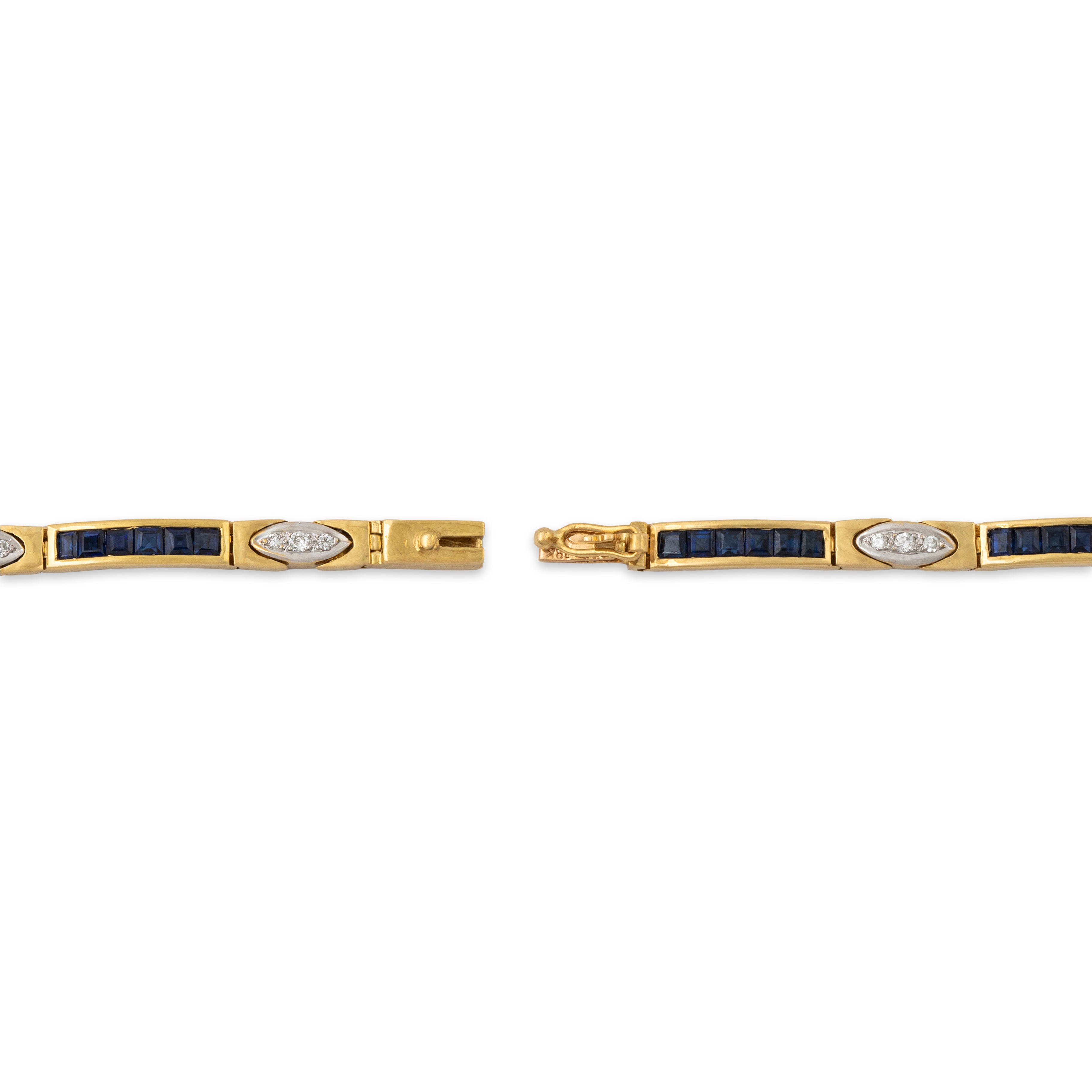 Vintage 18k Yellow Gold 3.36cttw Sapphire Diamond Tennis / Line Bracelet 6.75、mySite、hinf8tx79