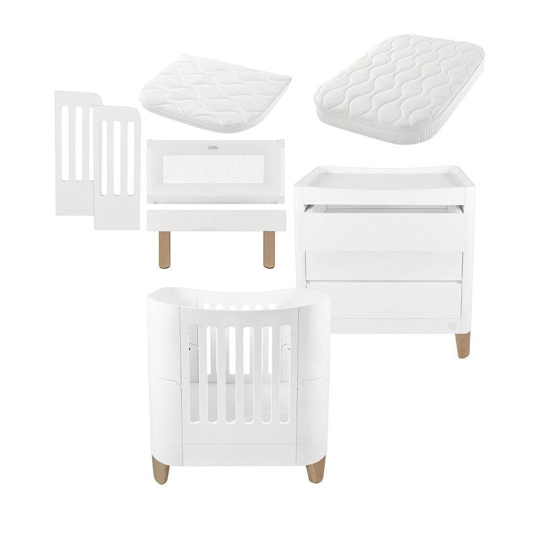  Gaia Baby Serena Mini Cot + Bedside Crib Set (Incl Bedside mattress) Mini Cot and Dresser - White / Natural、mySite、merchandisen