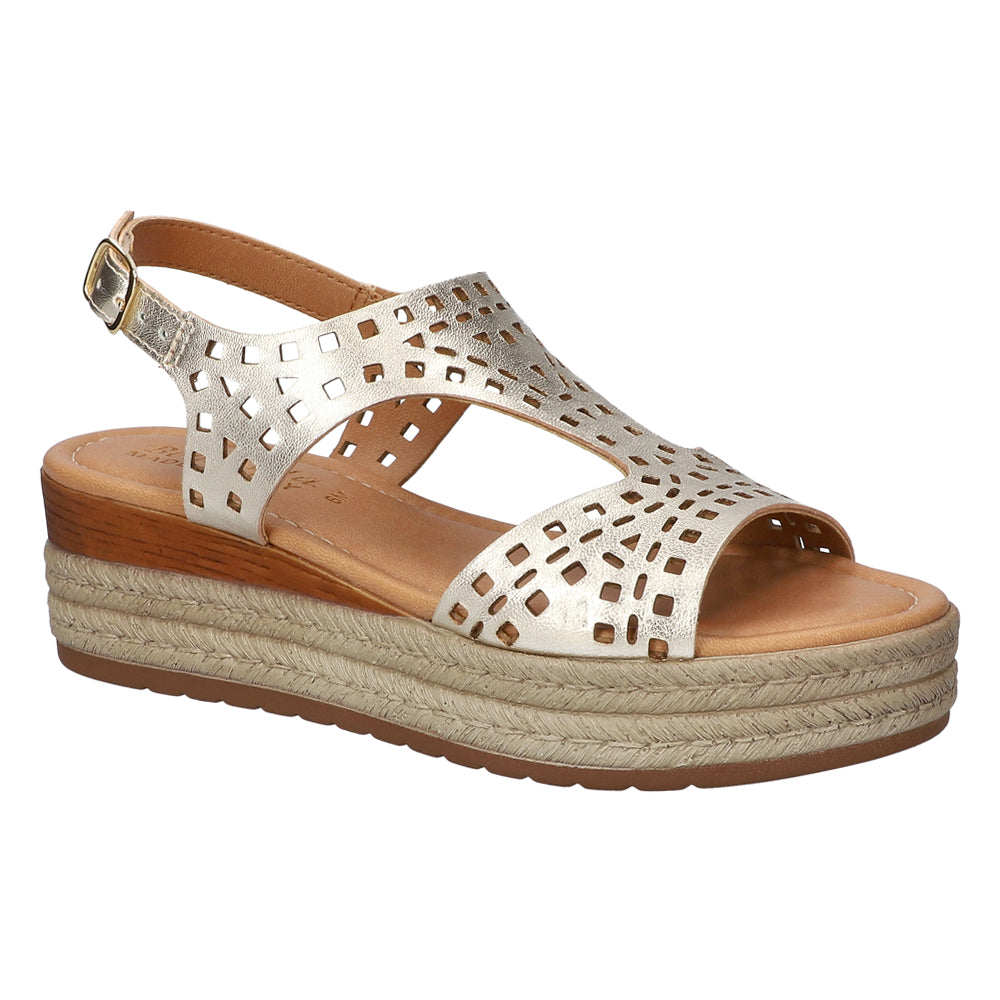 Ann-Italy Metallic Cut Out Espadrille Wedge Sandals、mySite、gtrtttuynbv