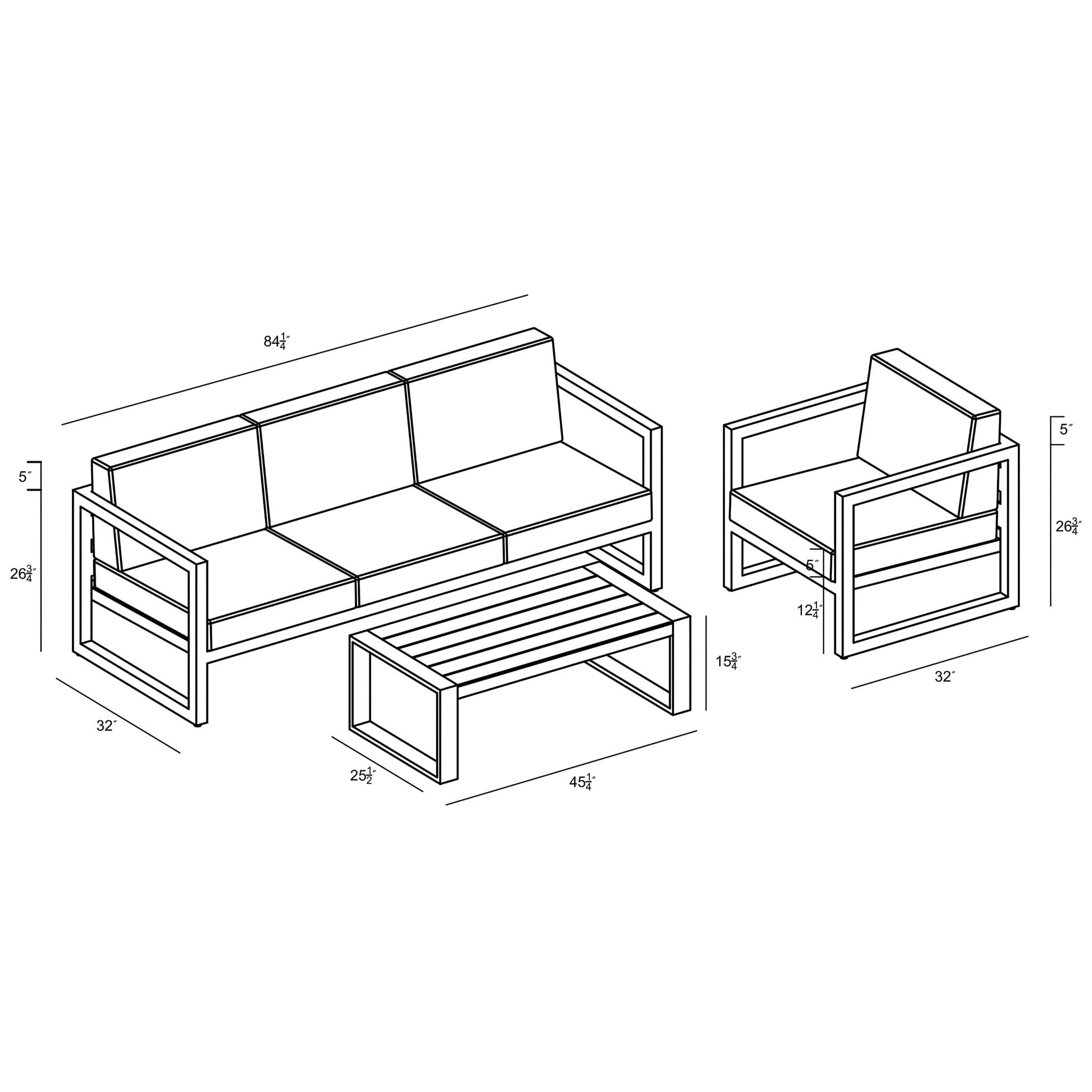 Avion Mason 3 Piece Sofa Set、mySite、neckold