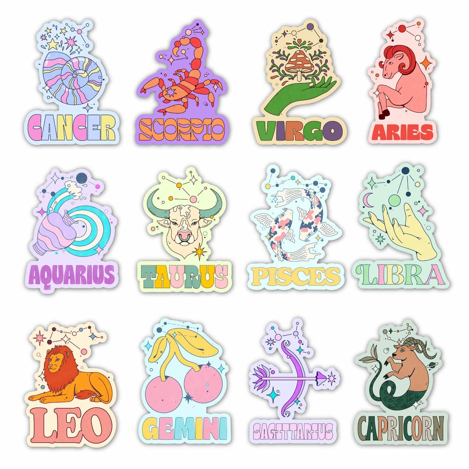  Astrology Signs Sticker 12 Pack、mySite、ghnorth