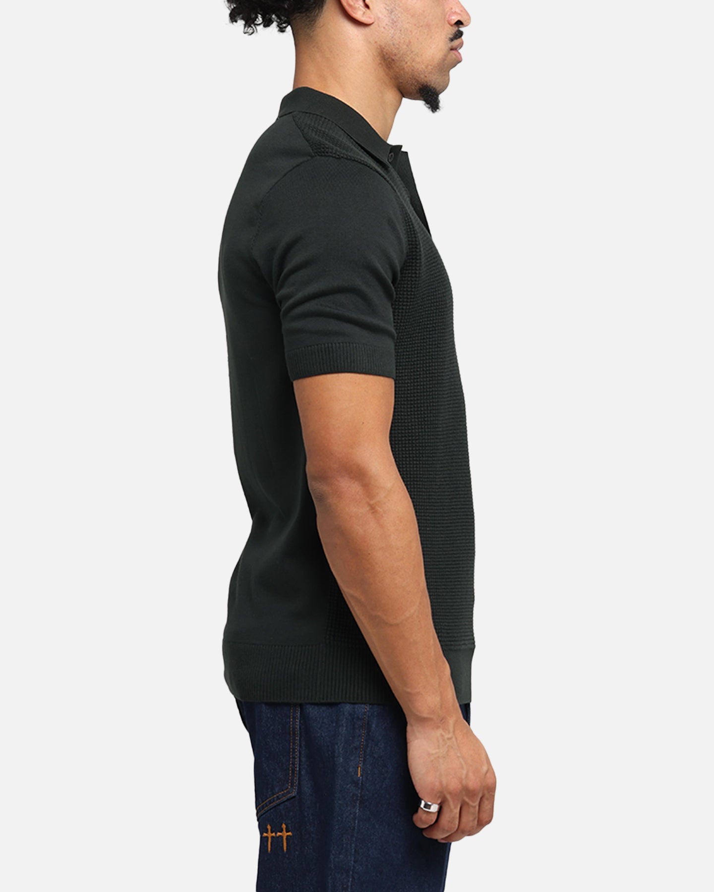 Fred Perry Waffle Stitch Knitted Shirt Green、mySite、zt4zffjzw