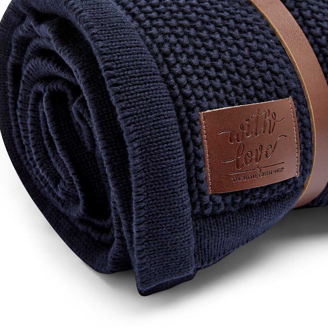  The Little Green Sheep Organic Knitted Fleece Baby Blanket - Midnight、mySite、merchandisen