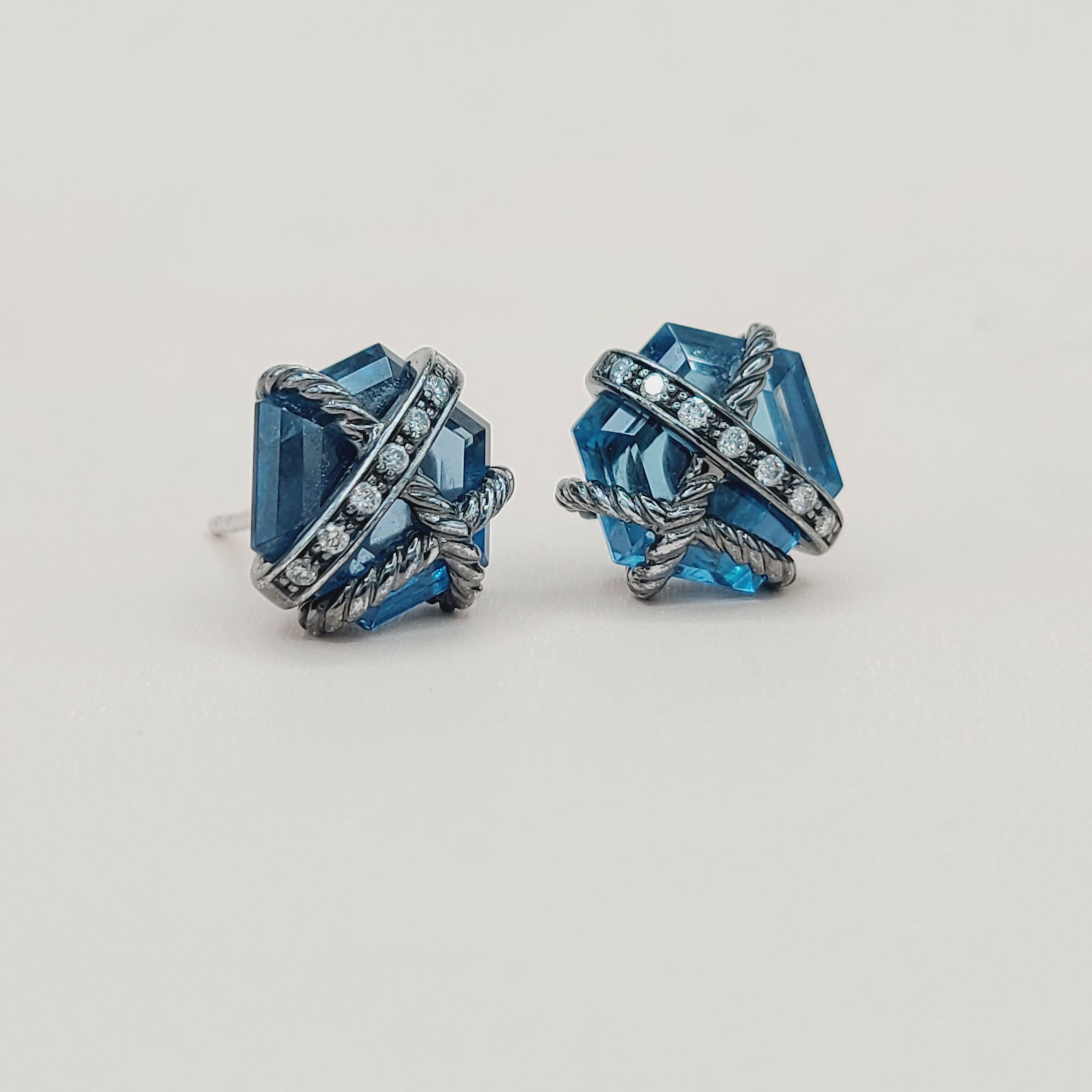 David Yurman Cable Wrap Earrings Hampton Blue Topaz、mySite、hinf8tx79