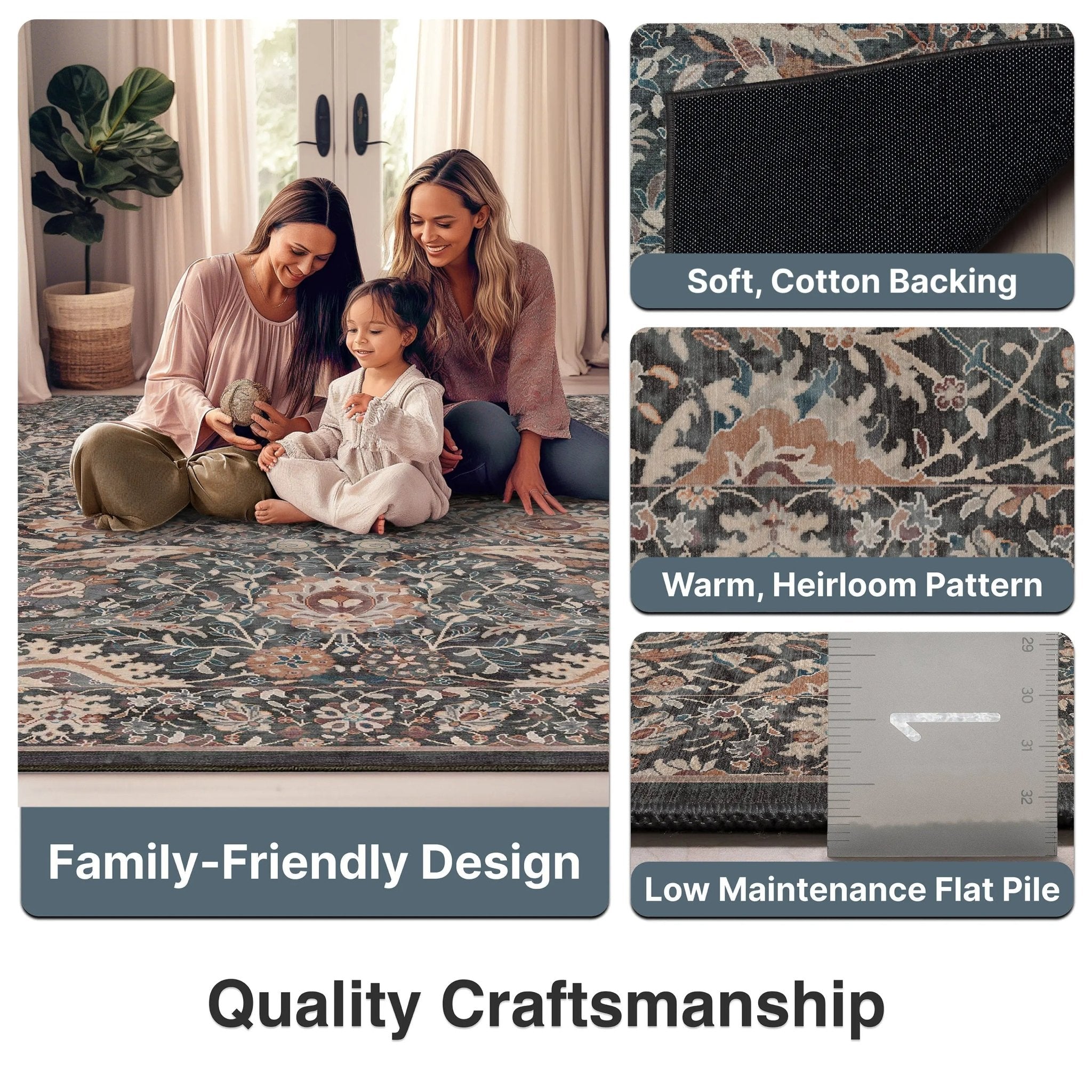 Liana Vintage Oriental Charcoal Grey Flat-Weave Rug、mySite、gigharbornorthrealestate