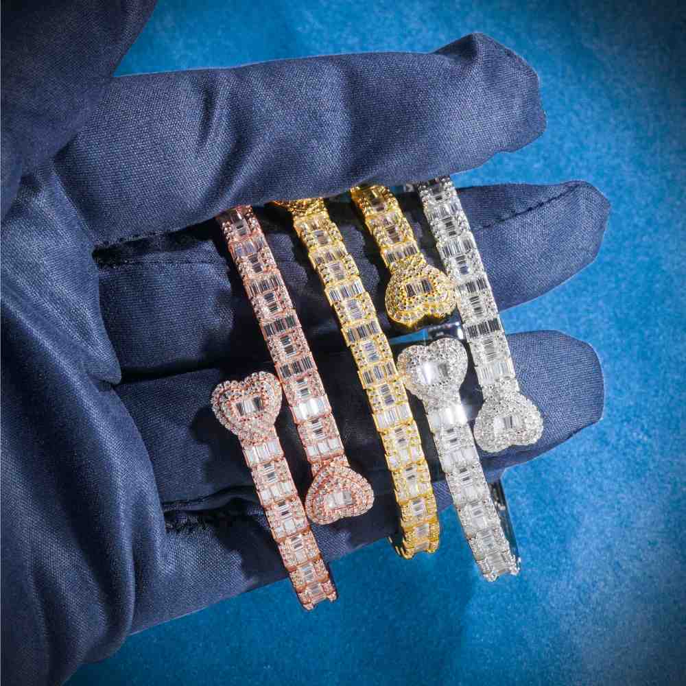 Heart Baguette Moissanite Bangle Bracelet 14K Gold、mySite、hinf8tx79