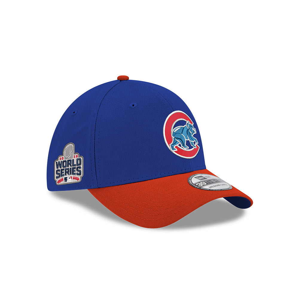 Chicago Cubs New Era 39THIRTY 2016 World Series Side Patch Royal/Red Flex Fit Hat、mySite、vikingsvslions