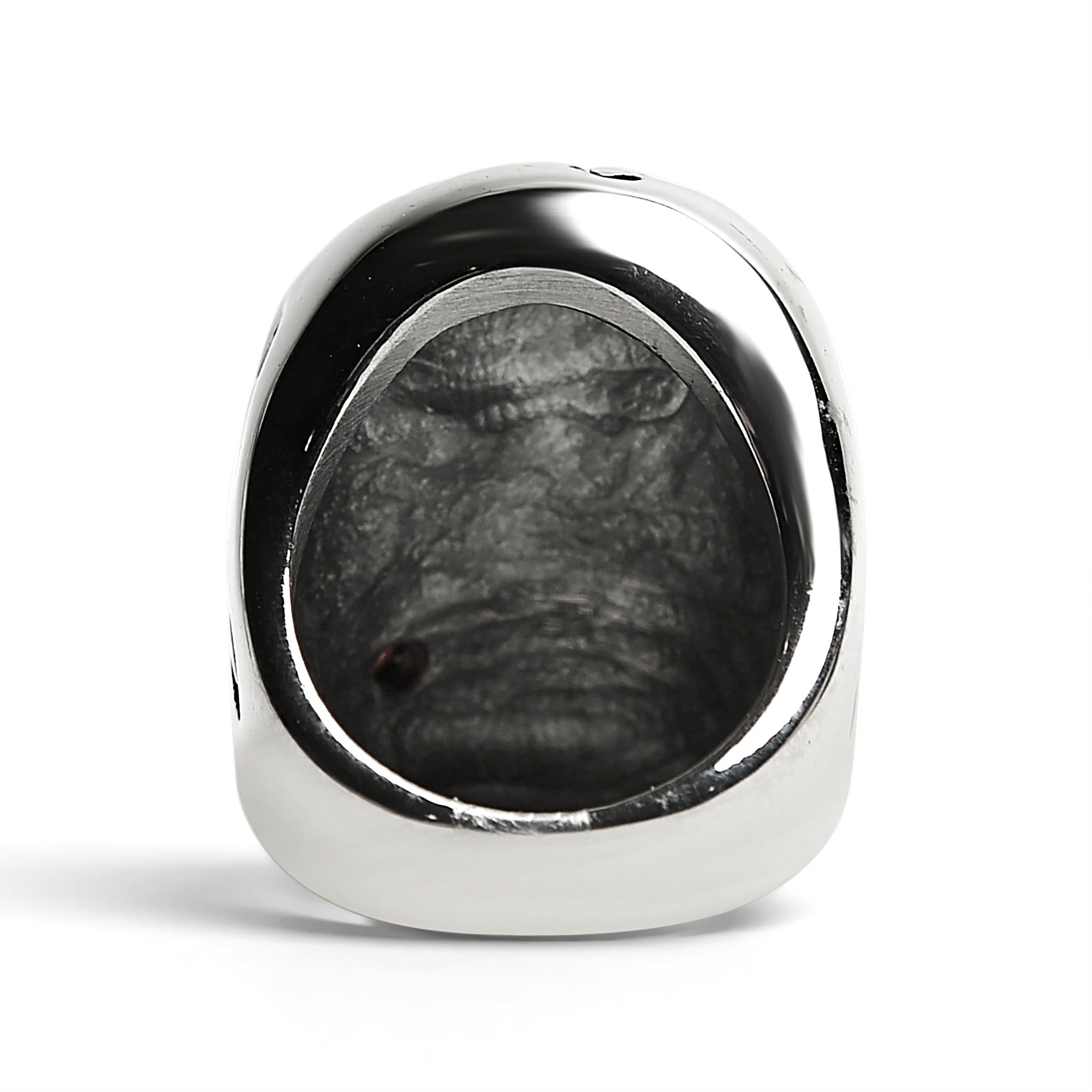 Stainless Steel Large Filigree Skull Biting Red CZ Rose Ring / SCR4000、mySite、dreamappss