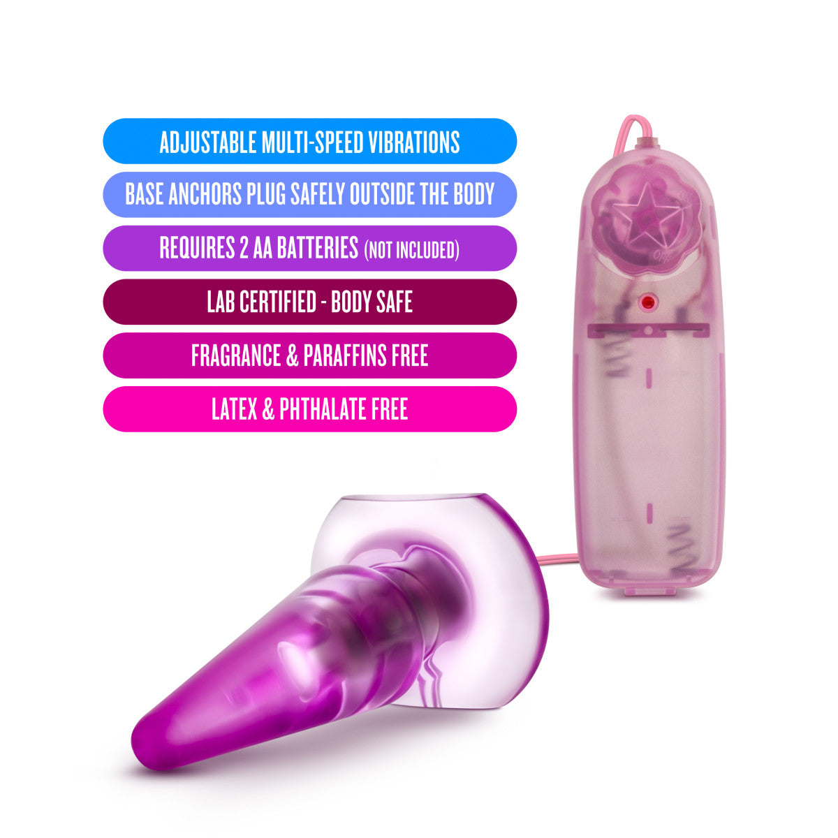 B Yours By Blush® | Basic Pleaser Remote-Control Pink 4-Inch Vibrating Anal Plug、mySite、bottomscart