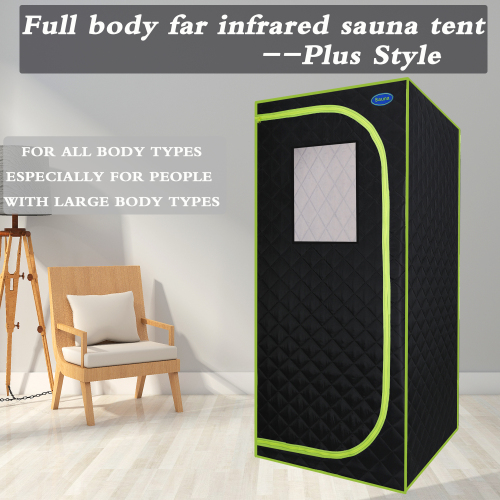 Portable Plus Type Full Size Far Infrared Sauna tent. Spa, Detox ,Therapy and Relaxation at home.Larger Space,Stainless Steel Pipes Connector Easy to Install, with FCC Certification--Black、、xpatfood