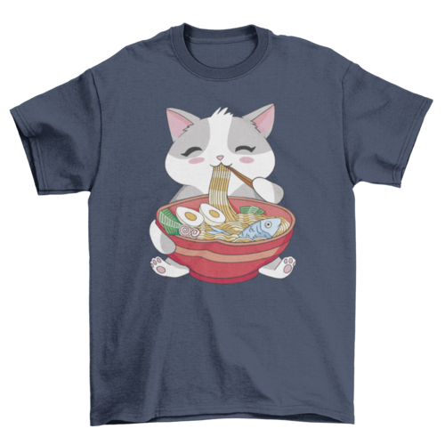 Cat Eating Ramen T-Shirt、mySite、camillekostekn