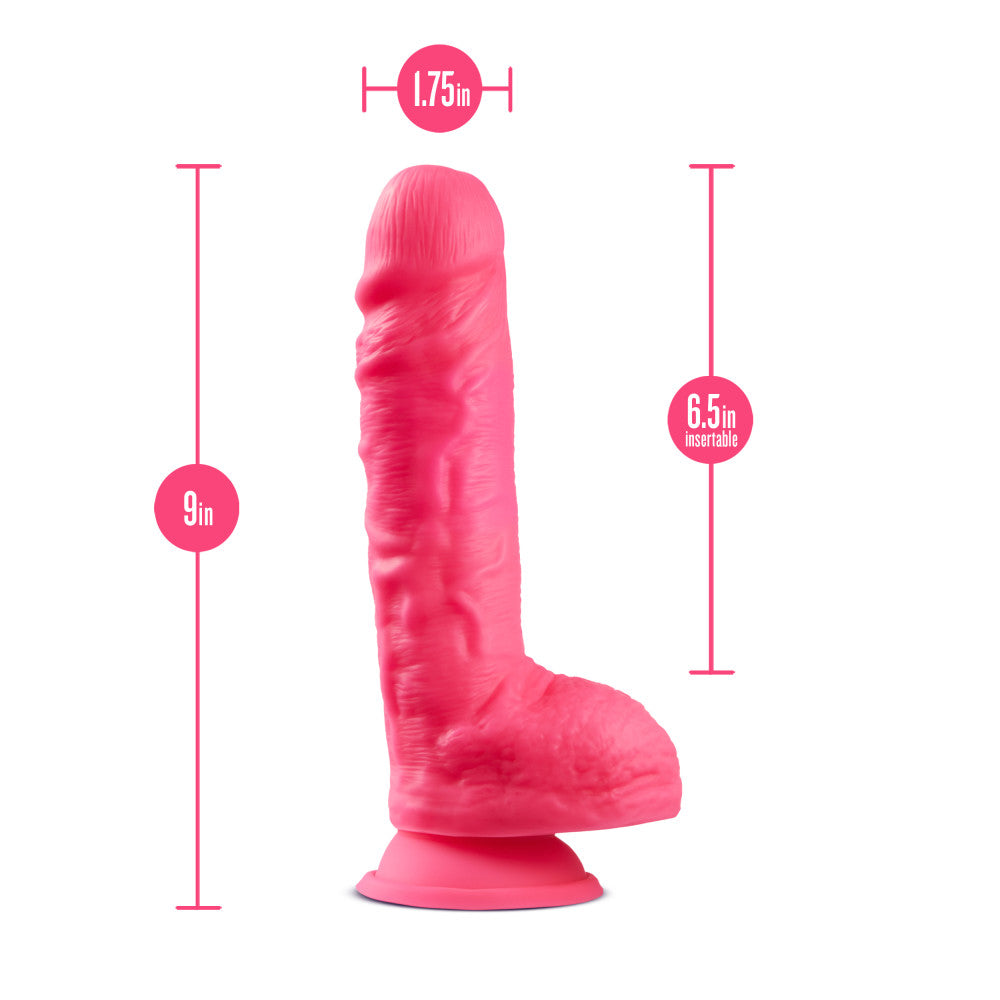 Neo Elite By Blush® | Neon Pink: 9-Inch Long Dildo - Made with Purio™ Silicone & SensaFeel® Dual Density Realistic Technology、mySite、bottomscart