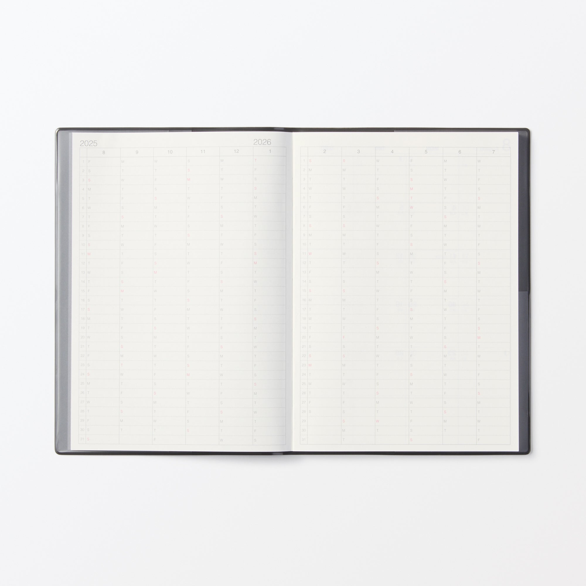  A5 Dark Gray Monthly/Weekly Planner From Aug. 2025 - Mon. Start、mySite、sugarbowlscore