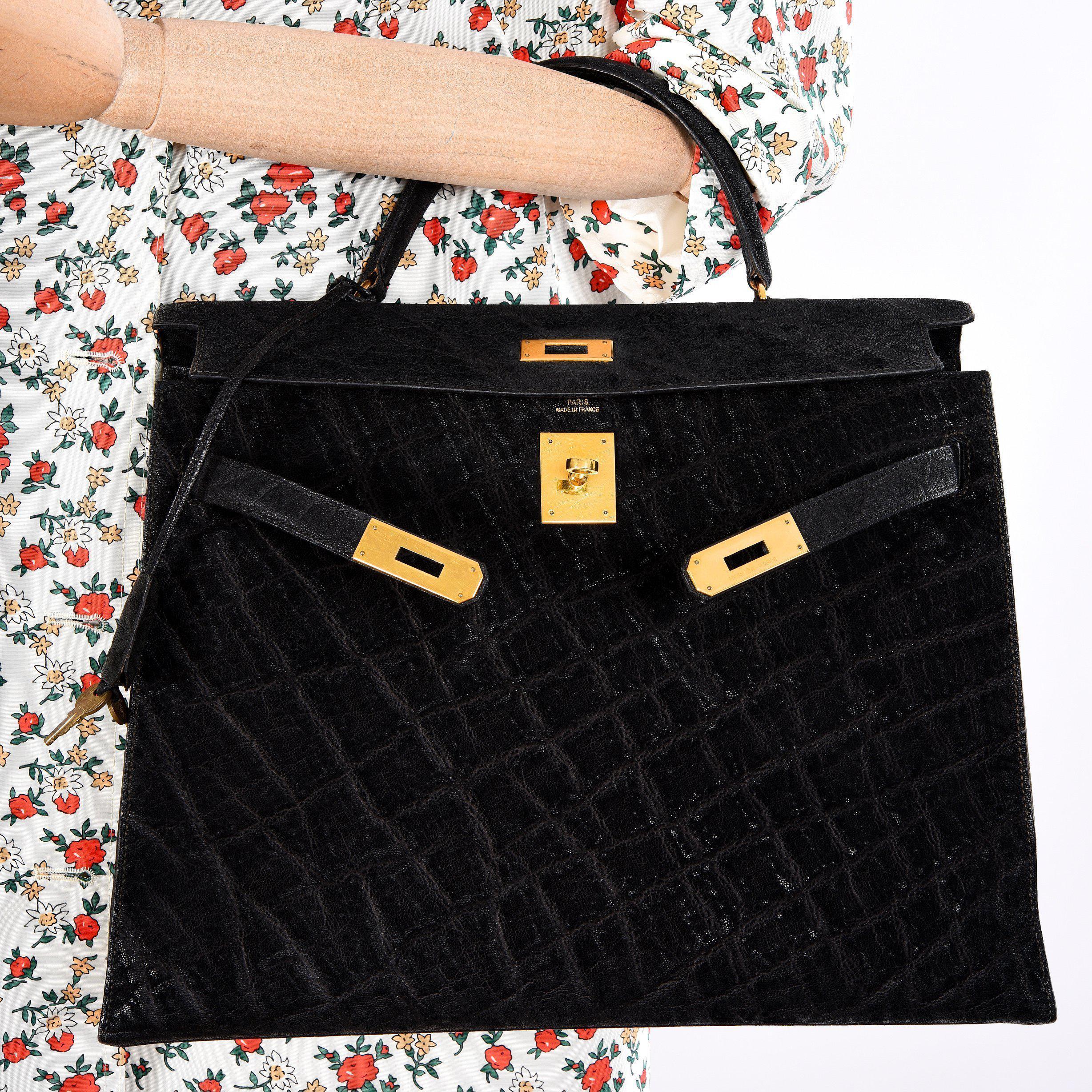 Hermès Kelly 35 Sellier Black Elephant Hide Gold Hardware、mySite、garminoutage.com