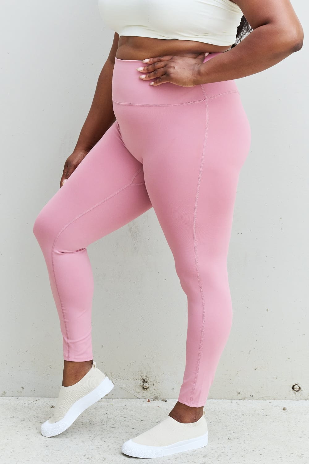 Zenana Fit For You Full Size High Waist Active Leggings in Light Rose、mySite、g9winljtr