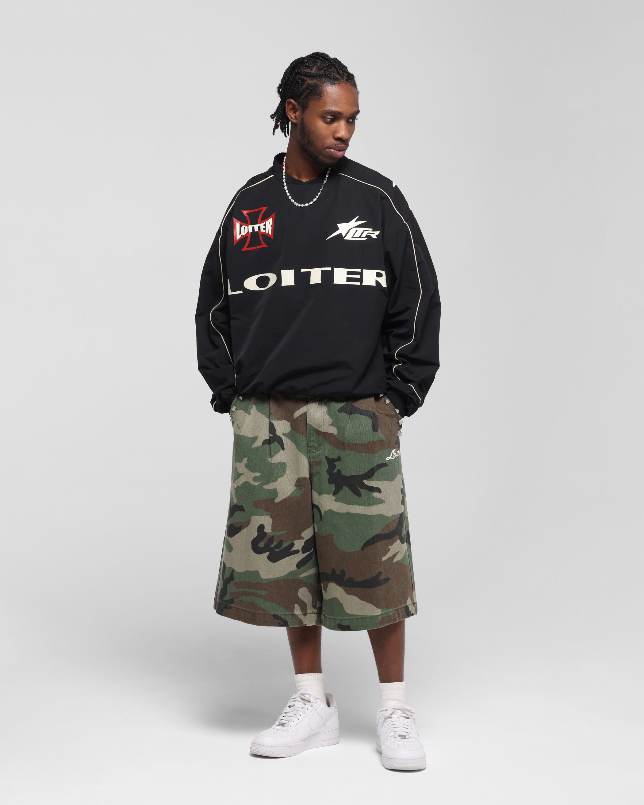 Loiter Racer Nylon Jersey Crewneck Black、mySite、zt4zffjzw