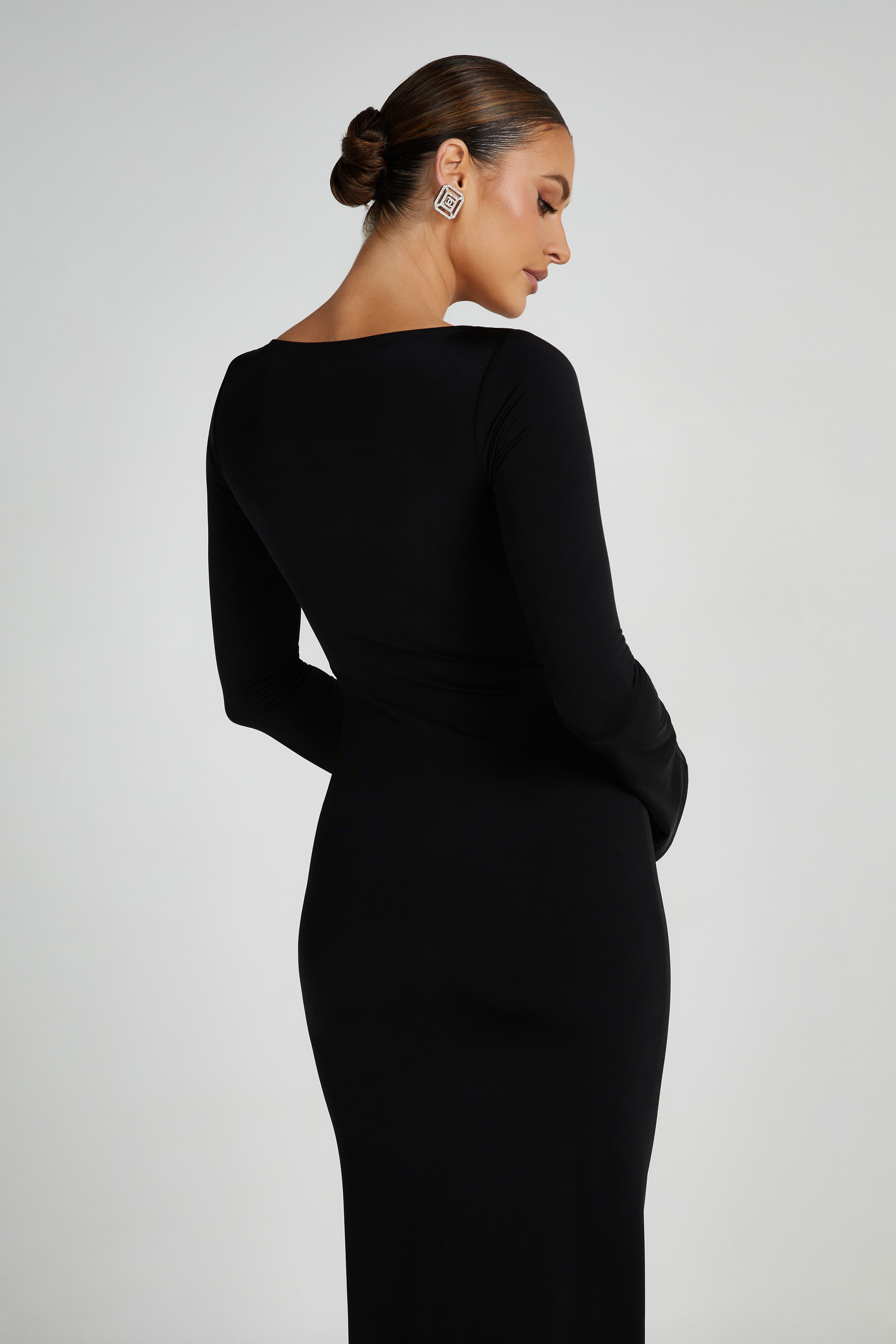 Tarna Slinky Fishtail Maxi Dress - Black、mySite、solidvoid