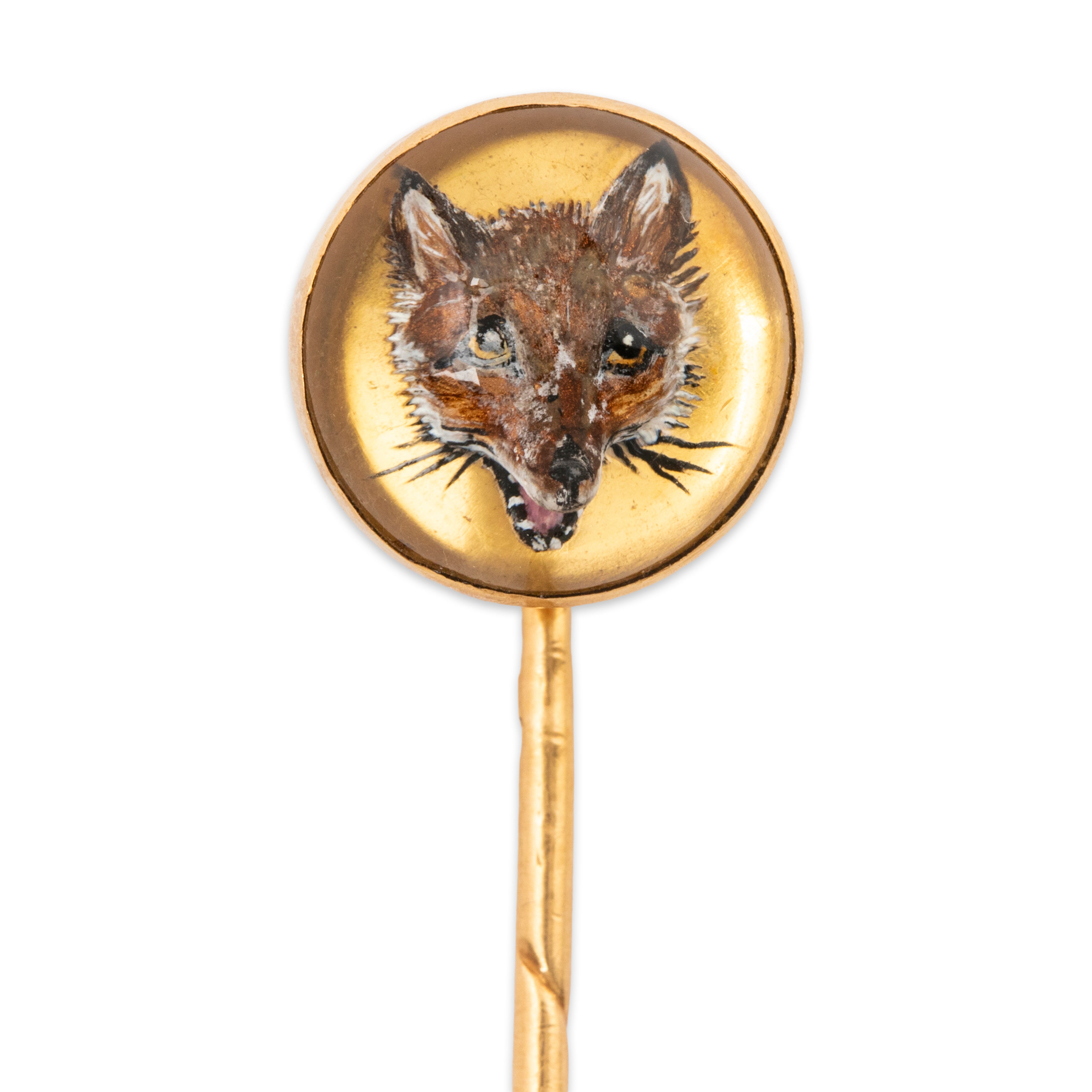High Quality Antique 14k Yellow Gold Essex Crystal Fox Stick Pin、mySite、hinf8tx79