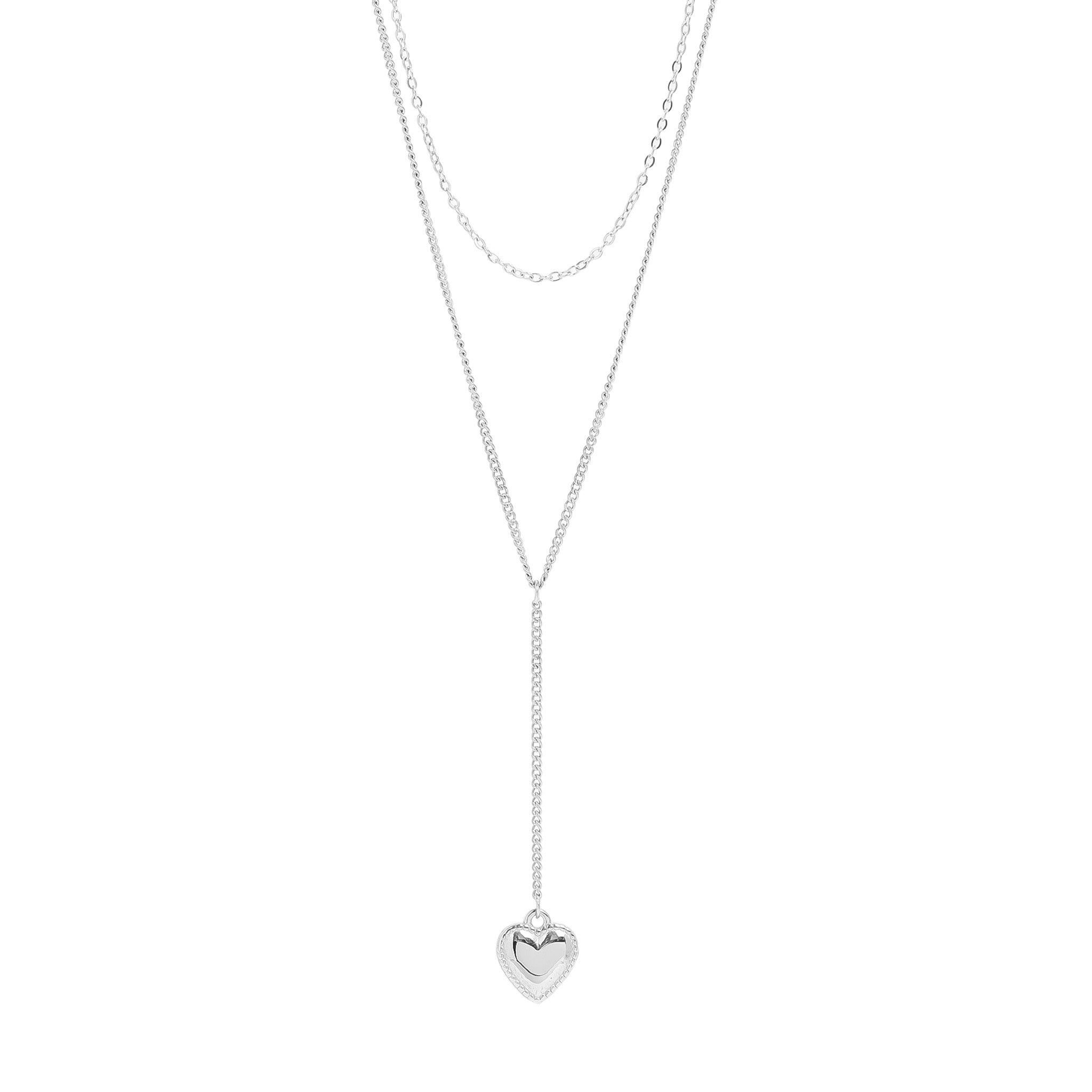 18K Gold PVD Stainless Steel Layered Lariat Heart Charm Necklace / CHN0014、mySite、dreamappss