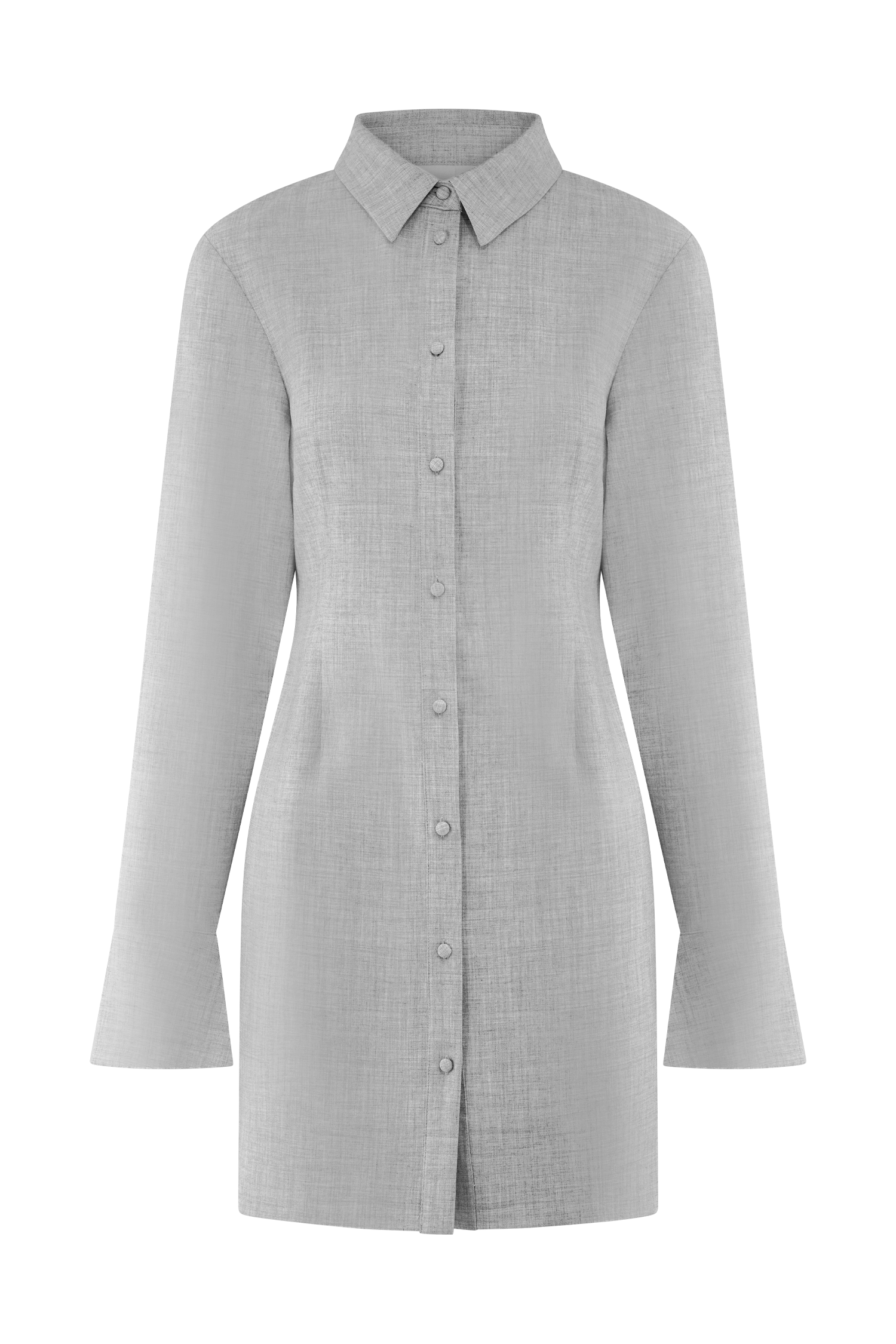 Dorian Fitted Shirt Mini Dress - Charcoal Marle、mySite、solidvoid