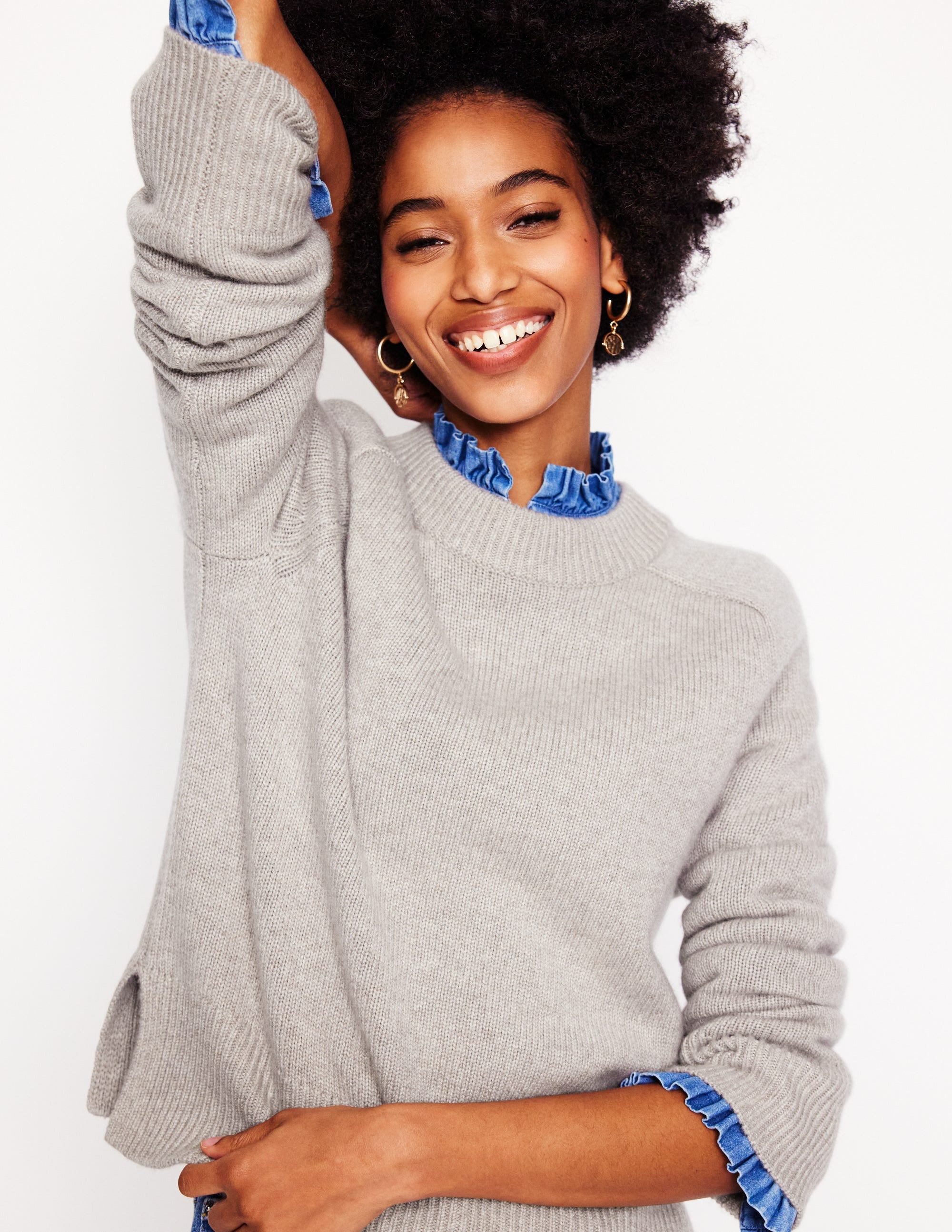  Wide Sleeve Cashmere Sweater-Mink Melange、mySite、ashleygrahame