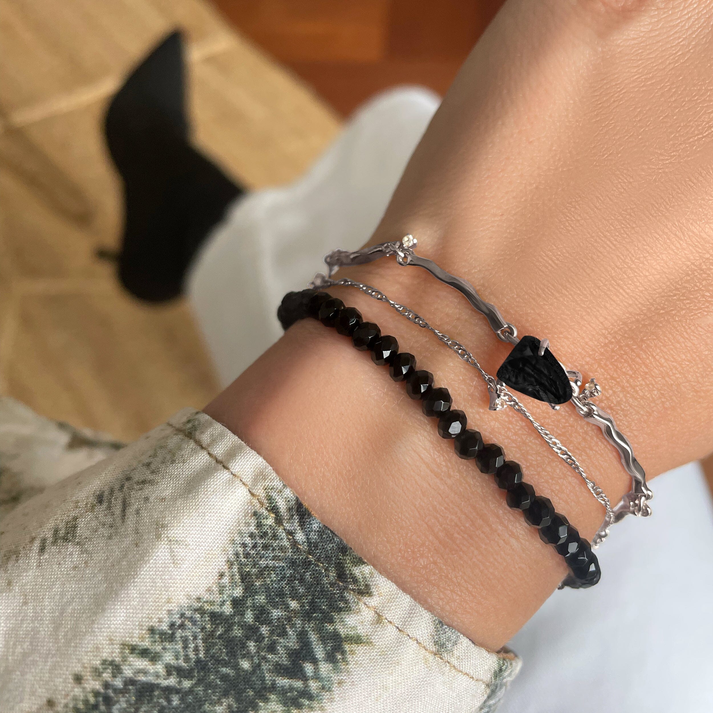 Black Obsidian Bracelet Stack - Flowing Strength、mySite、hinf8tx79