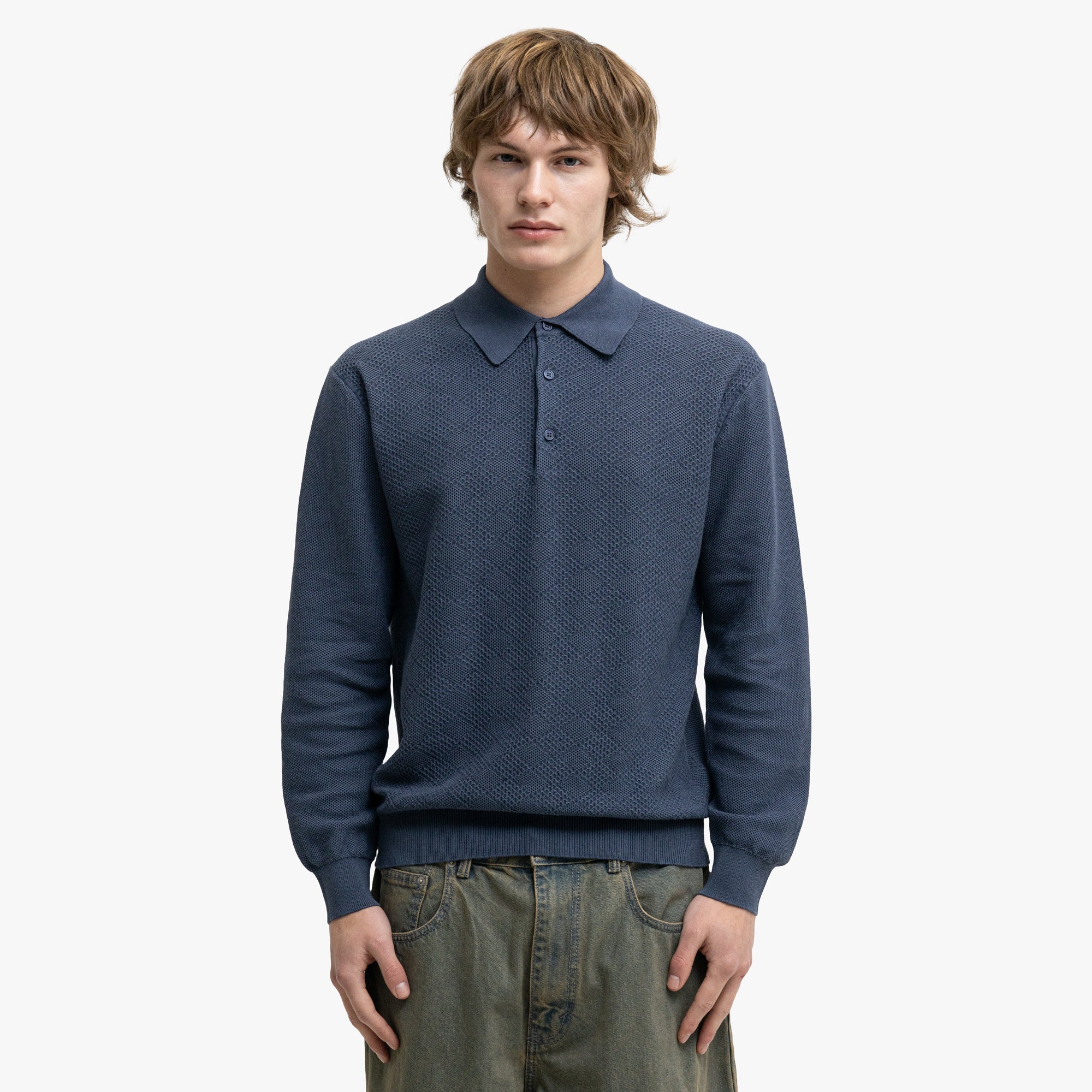  BEAMS PLUS Knit Polo Diamond Blue、mySite、merchandisen