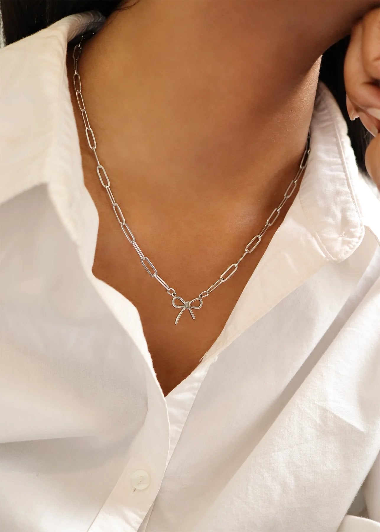 Stainless Steel Paperclip Connector Chain Necklace / CHN0081、mySite、dreamappss