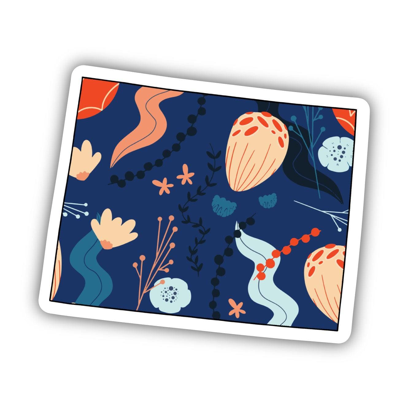  Wyoming Blue Floral Abstract Sticker、mySite、ghnorth