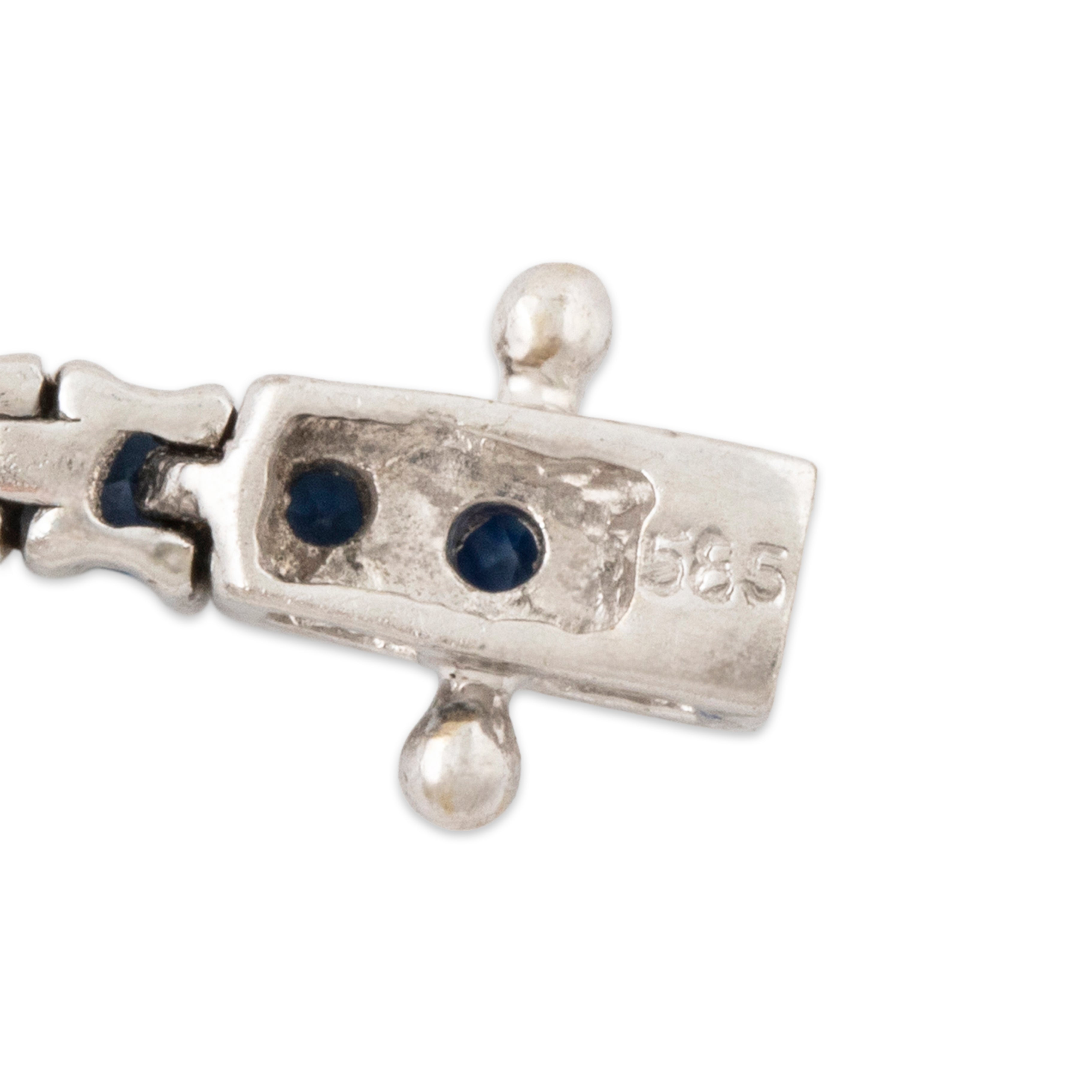 Vintage 14k White Gold 1.68cttw Sapphire 1.26cttw Diamond Tennis Bracelet 7、mySite、hinf8tx79