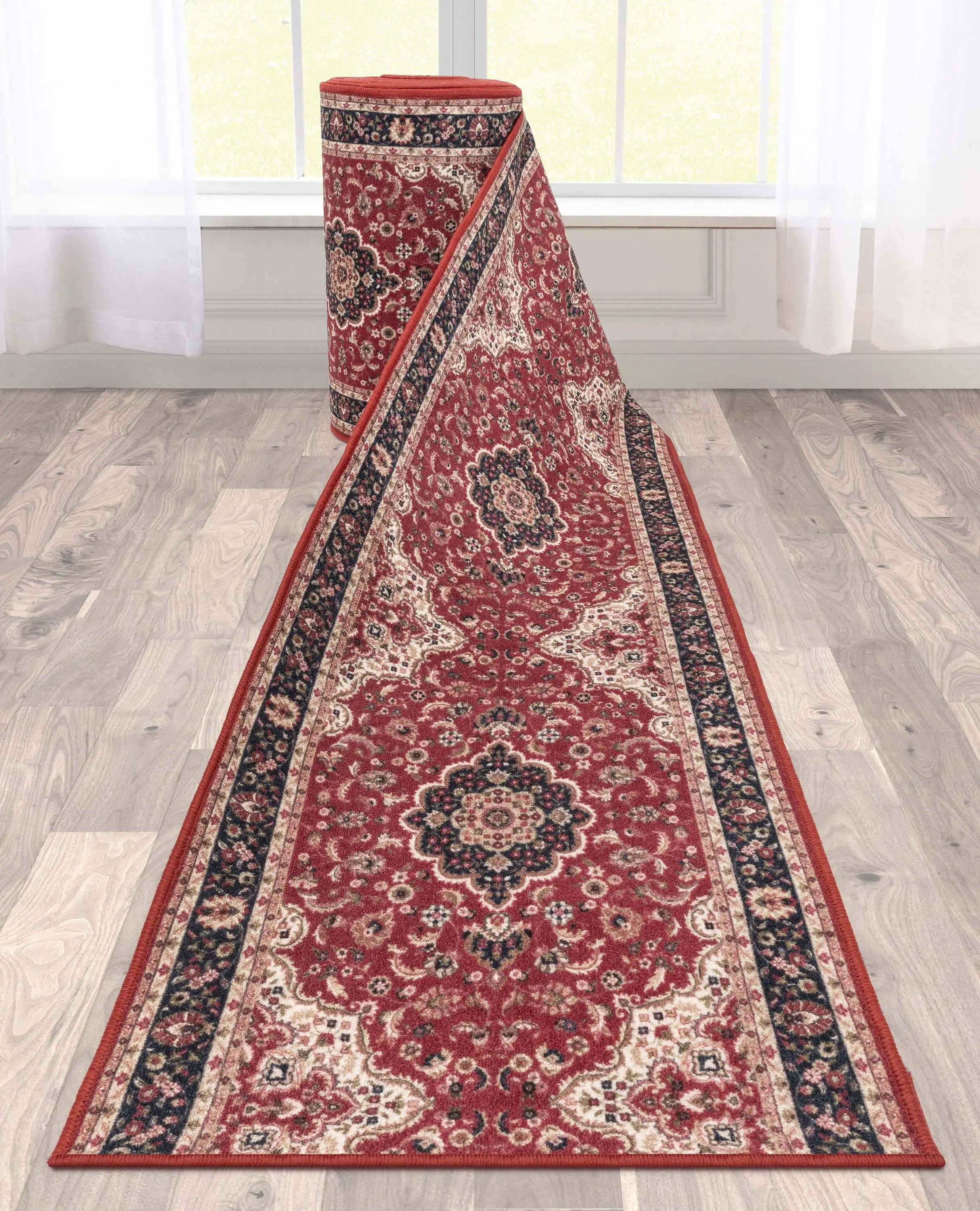 Custom Size Runner Gene Medallion Persian Red Select Your Width x Choose Your Length Machine Washable Hallway Runner Rug、mySite、gigharbornorthrealestate