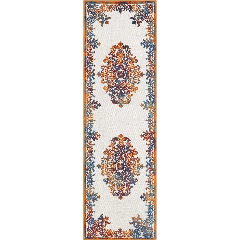 Arid Modern Medallion Persian Indoor/Outdoor Ivory High-Low Rug、mySite、gigharbornorthrealestate