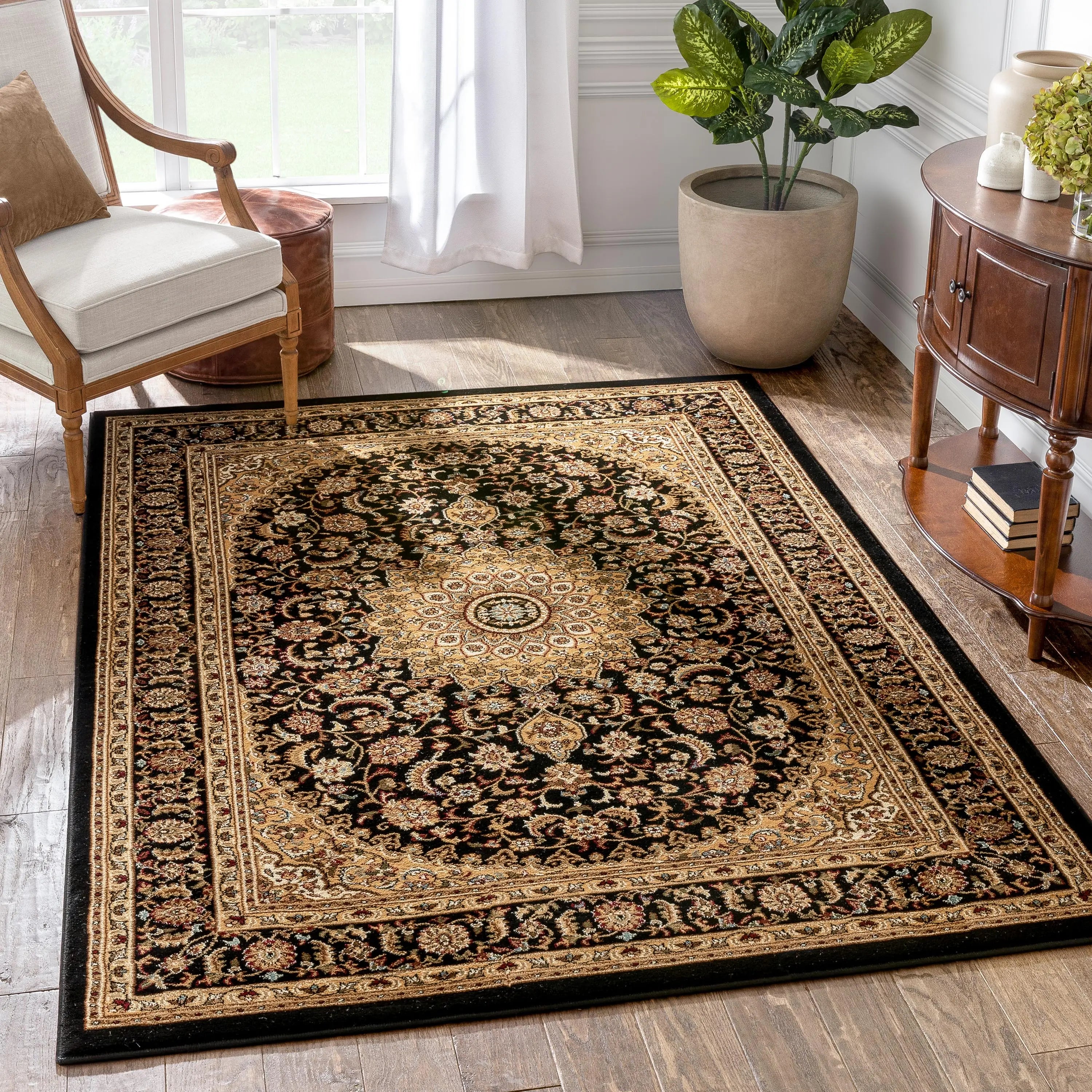 Aviva Black Traditional Rug、mySite、gigharbornorthrealestate