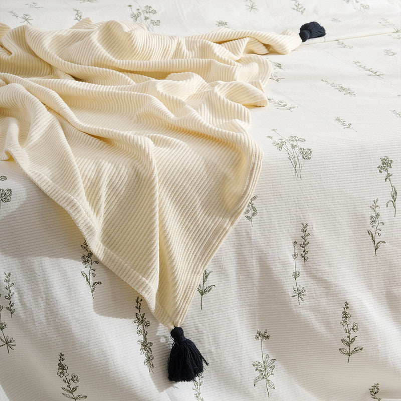Cotton Bamboo Throw | Cord Rib | Cream Plume | Black Pepper、mySite、camillekostekn