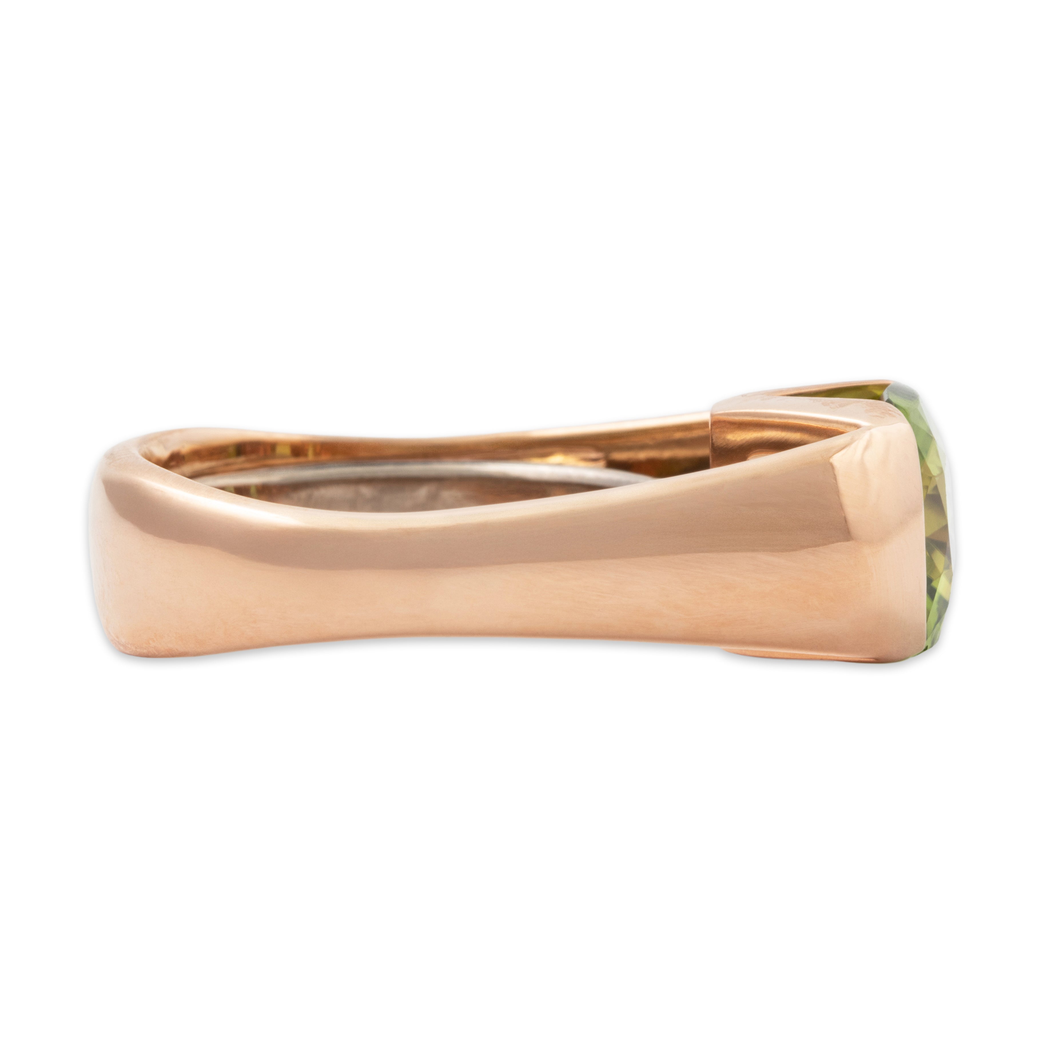 Vintage 18k Rose Gold 3.83ct Peridot Elongated Modernist Ring、mySite、hinf8tx79
