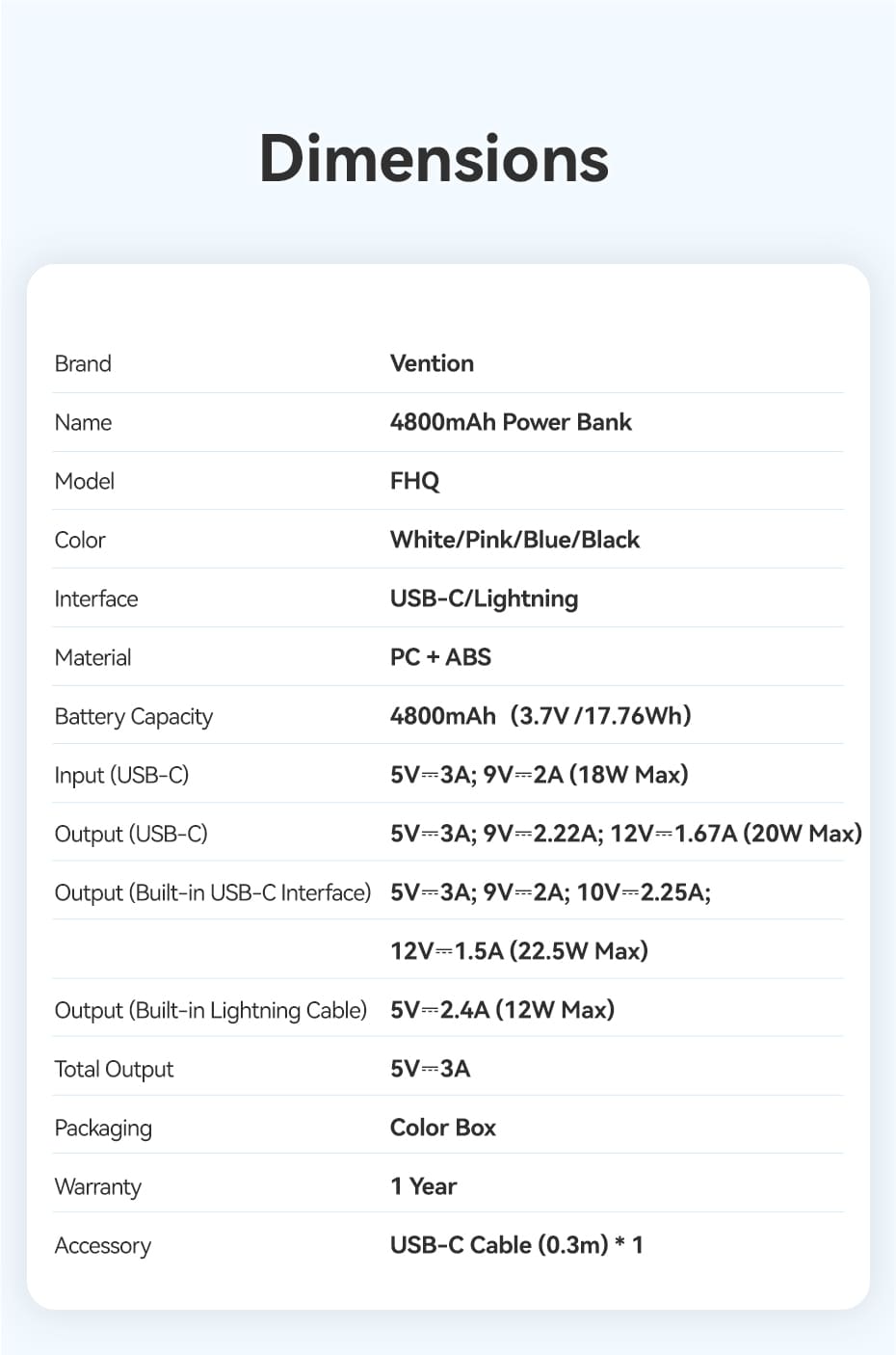 4800mAh Power Bank