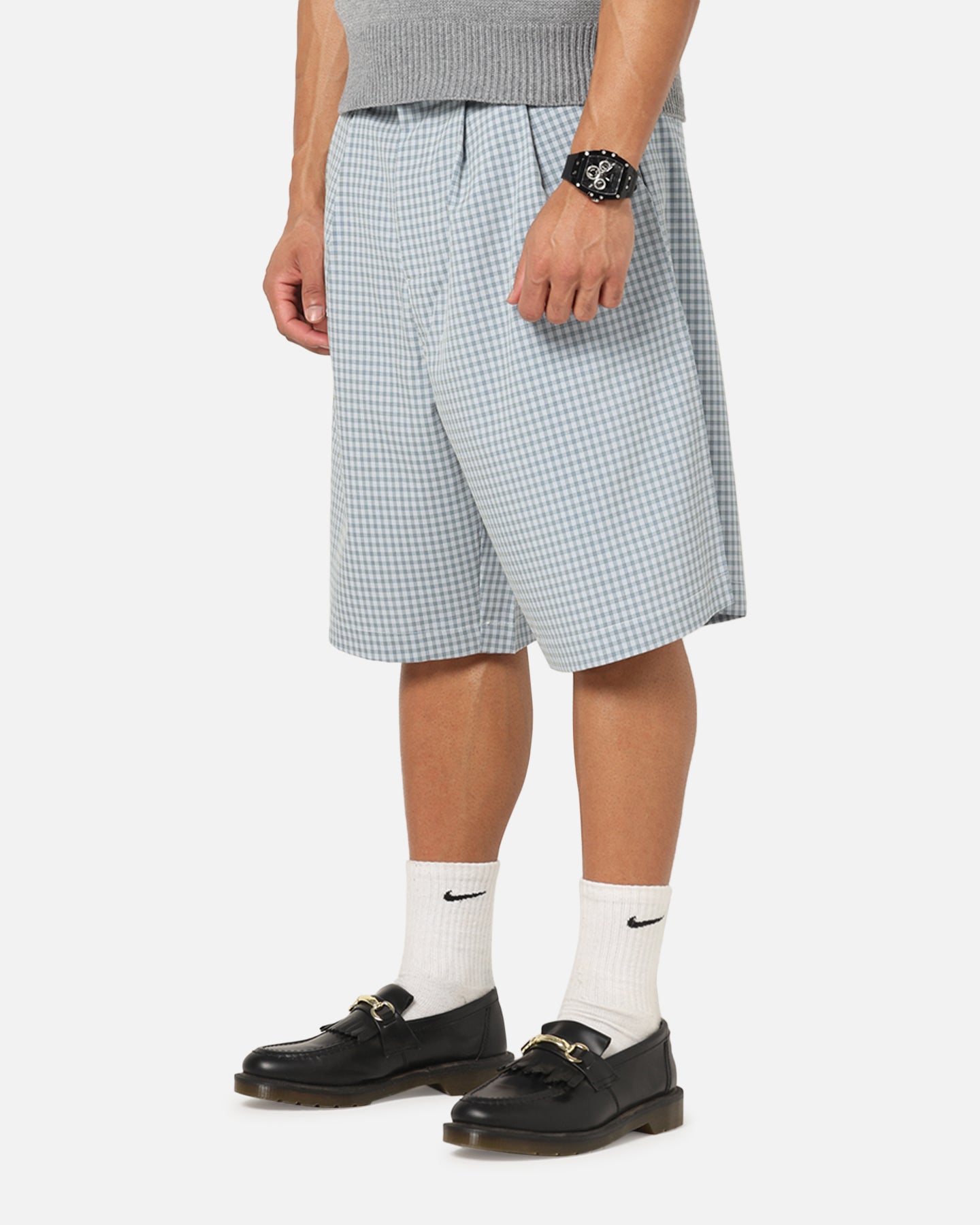 XXIII Baggy Pleated Shorts Blue Check、mySite、zt4zffjzw