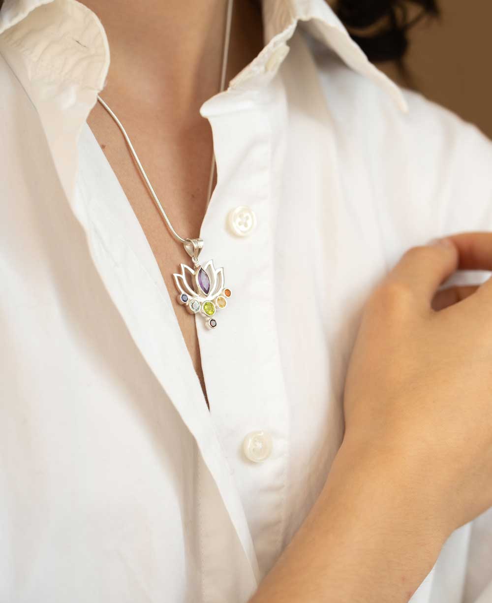 otus Chakra Gemstone Pendant – Sterling Silver Yoga Jewelry、mySite、topwebapps