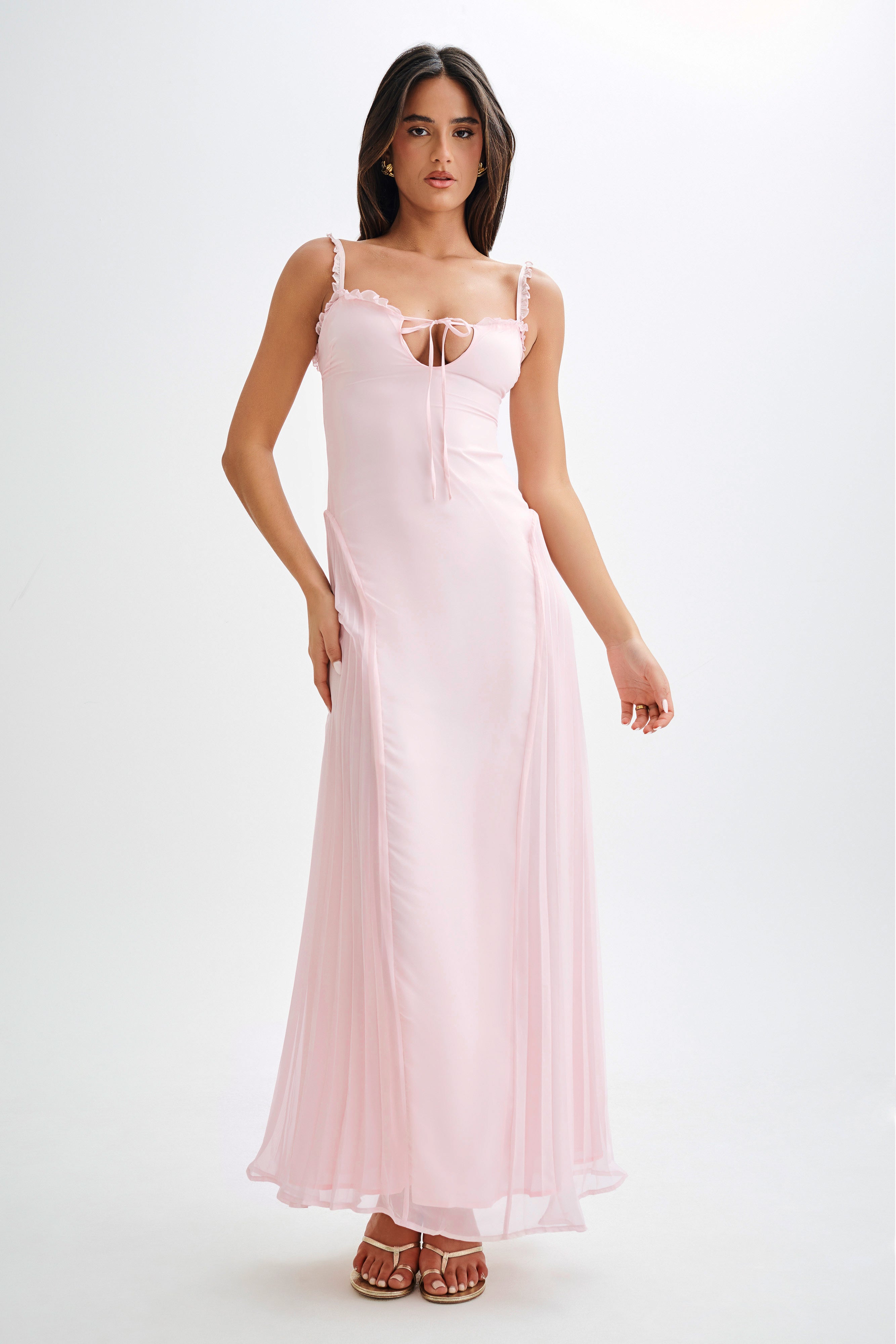 Saira Chiffon Maxi Dress - Powder Pink、mySite、solidvoid