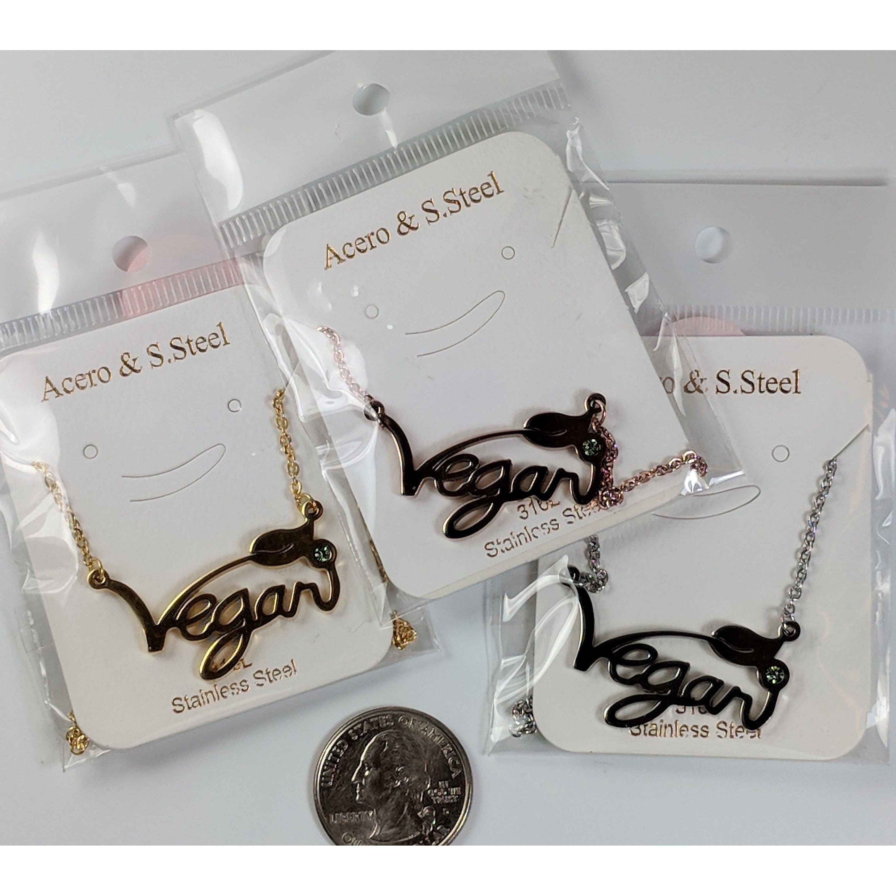 Vegan Stainless Steel Necklace & Ring in Silver, Gold and Rose Gold Tone, Great Gift! Great MESSAGE!、mySite、g9winljtr