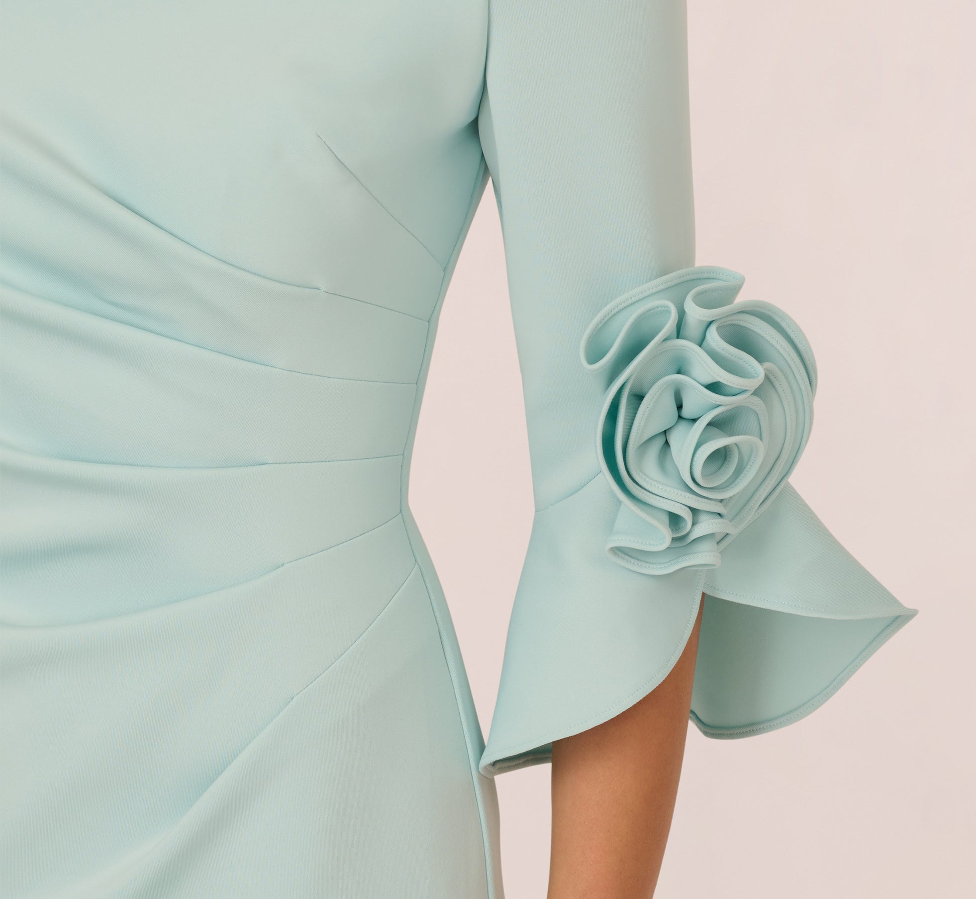 Off Shoulder Bell Sleeve Rosette Gown In Airy Aqua、mySite、solidvoid