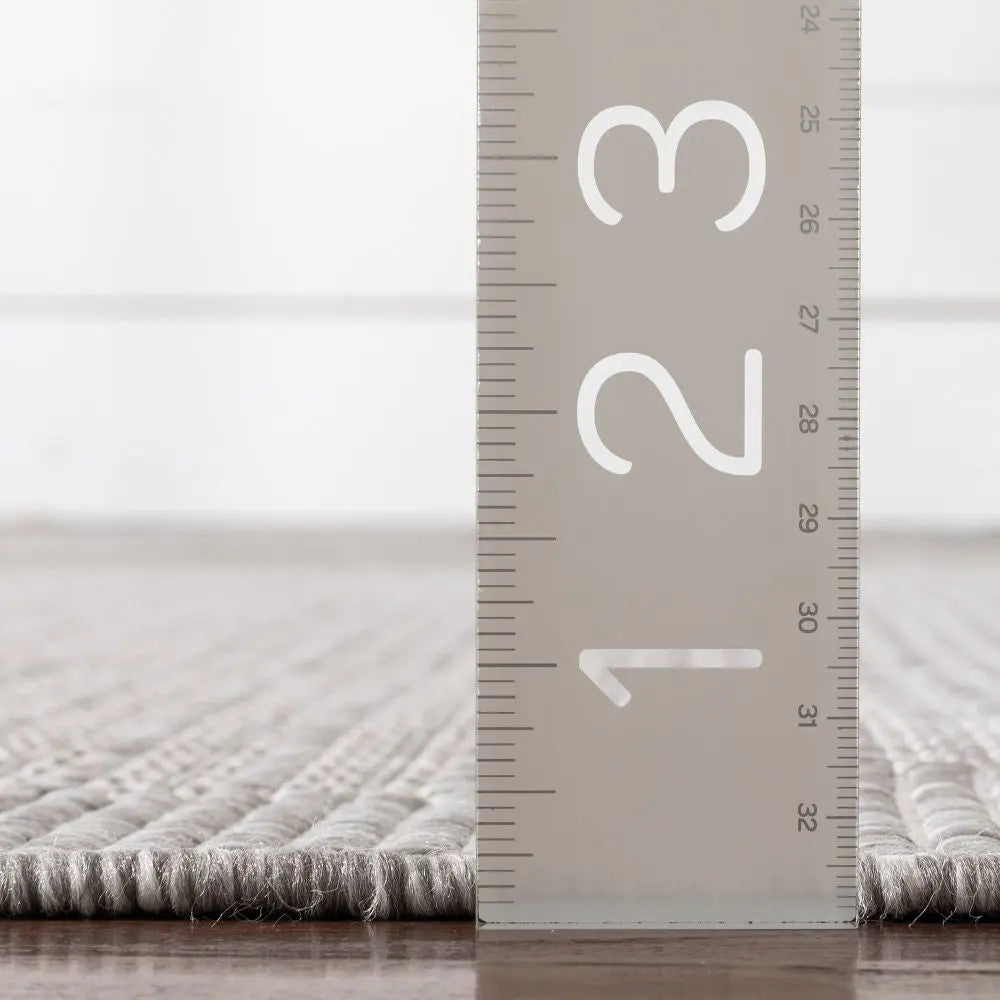 Odin Solid & Striped Border Indoor Outdoor Grey Ivory Flatweave Rug、mySite、gigharbornorthrealestate