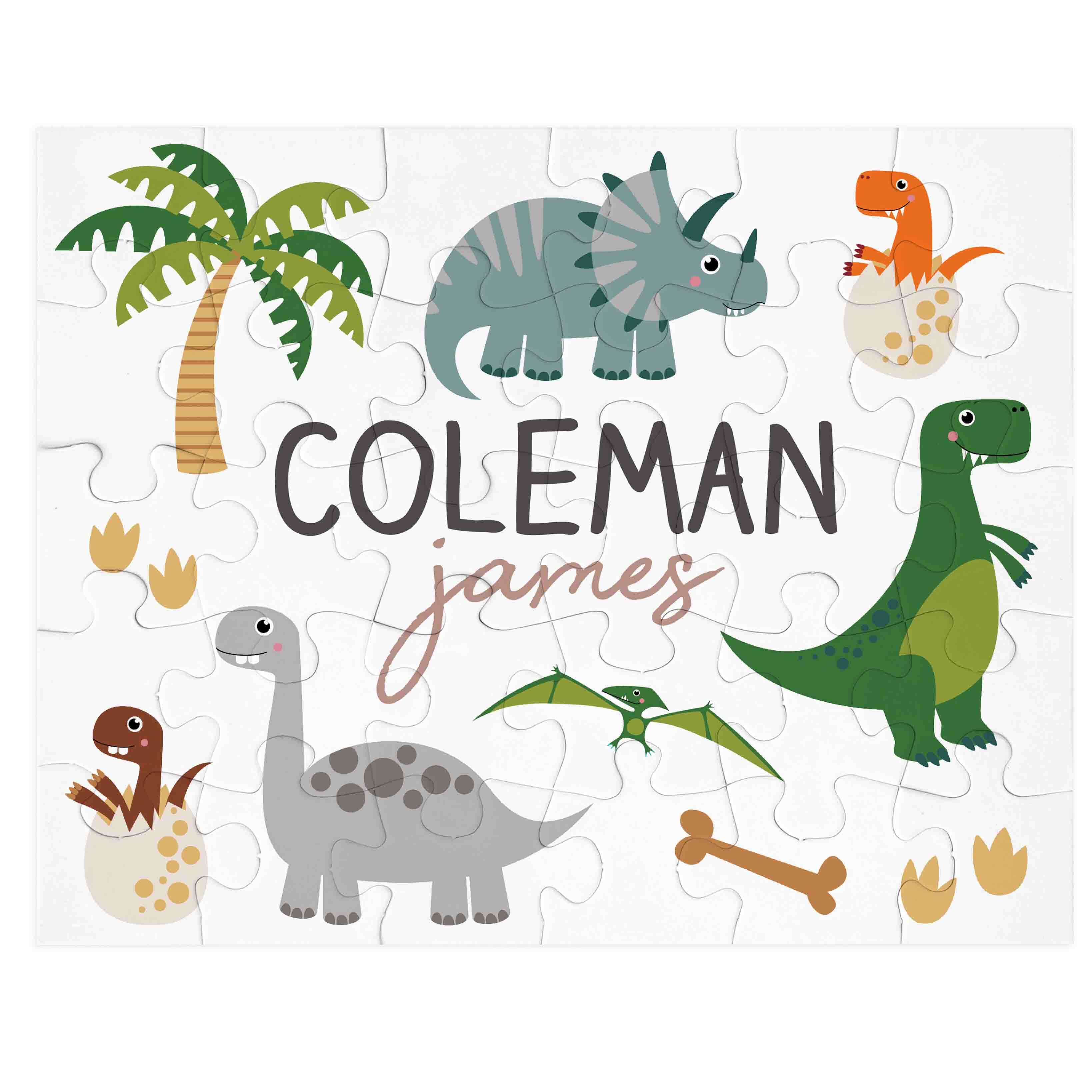  Kids Personalized 30 Piece Puzzle | Neutral Happy Dinos、mySite、layawaytickets