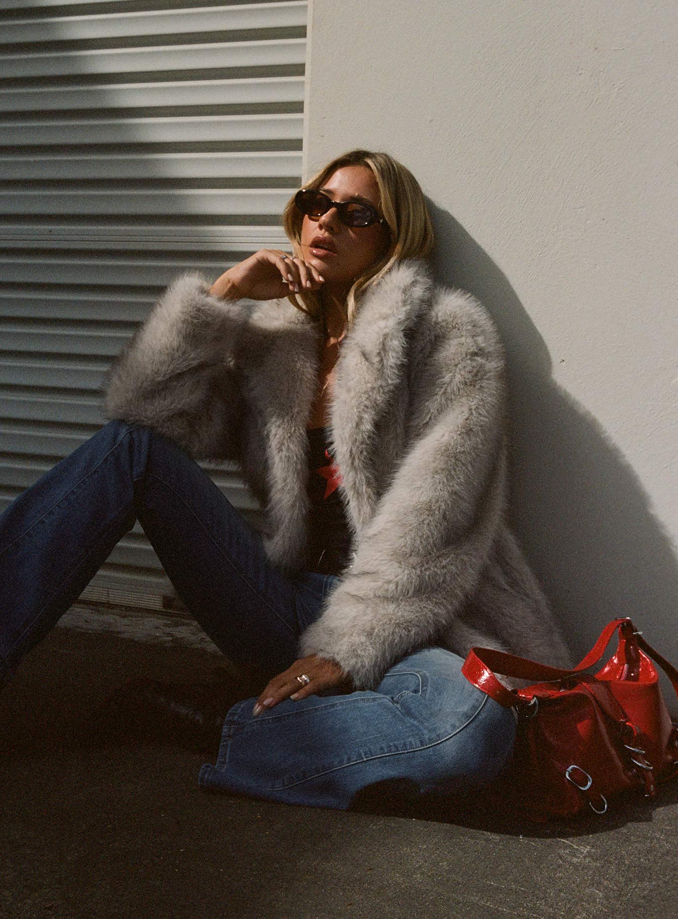 Clova Faux Fur Coat Grey、mySite、solidvoid