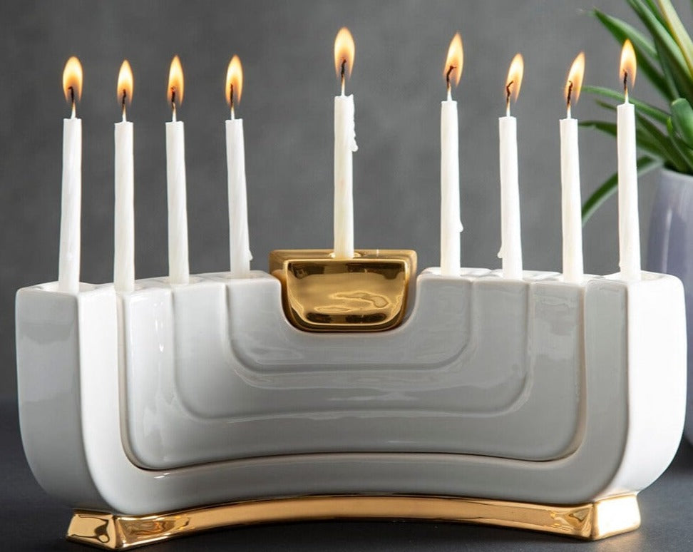 Menokiah Lux Menorah/Shabbat Candlesticks by Mi Polin - Gold、mySite、topwebapps